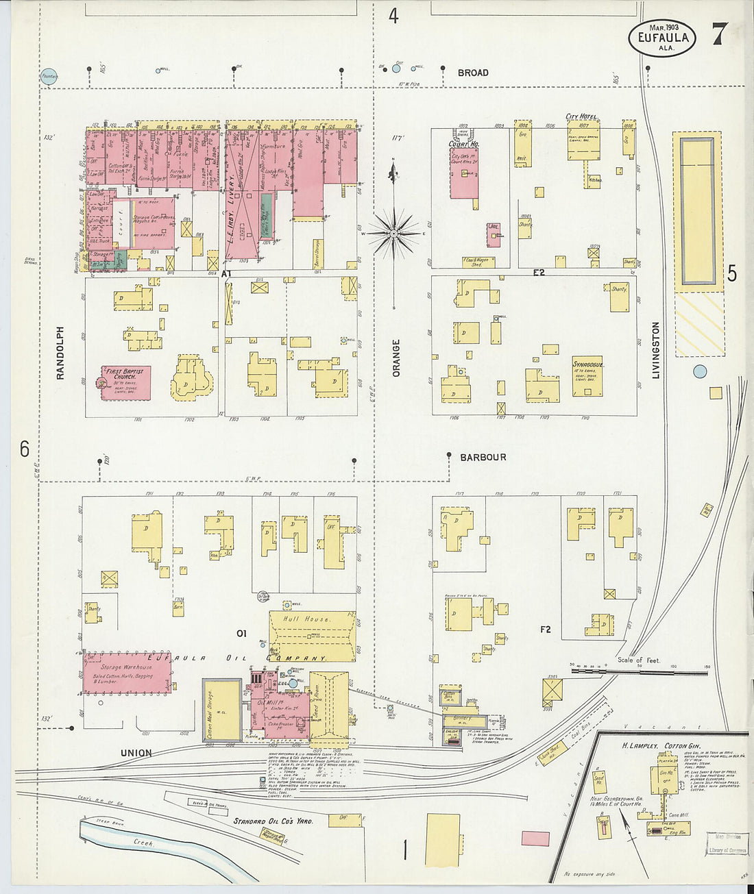 This old map of Eufaula, Barbour County, Alabama was created by Sanborn Map Company in 1903