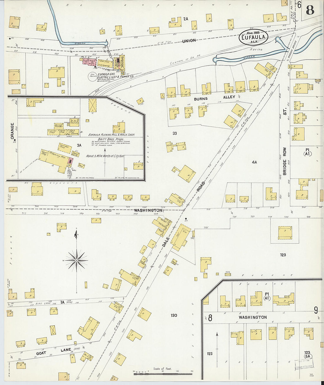 This old map of Eufaula, Barbour County, Alabama was created by Sanborn Map Company in 1903