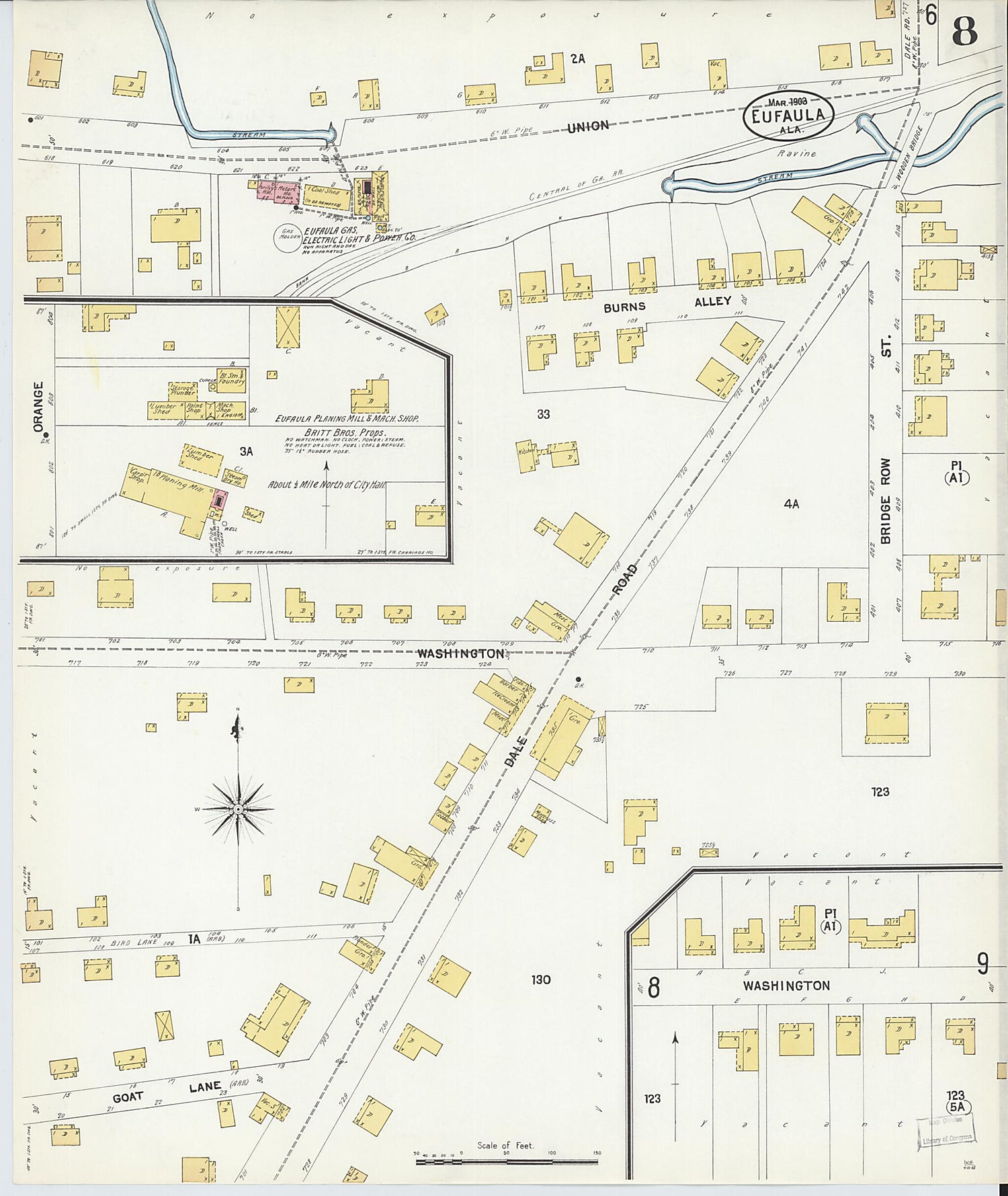 This old map of Eufaula, Barbour County, Alabama was created by Sanborn Map Company in 1903