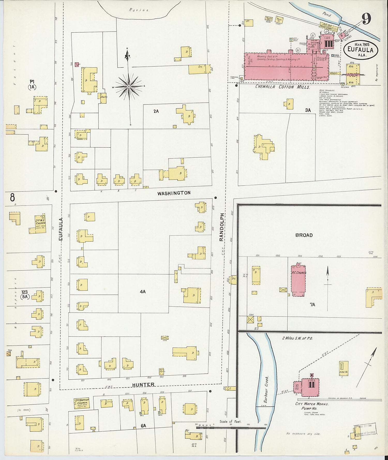 This old map of Eufaula, Barbour County, Alabama was created by Sanborn Map Company in 1903