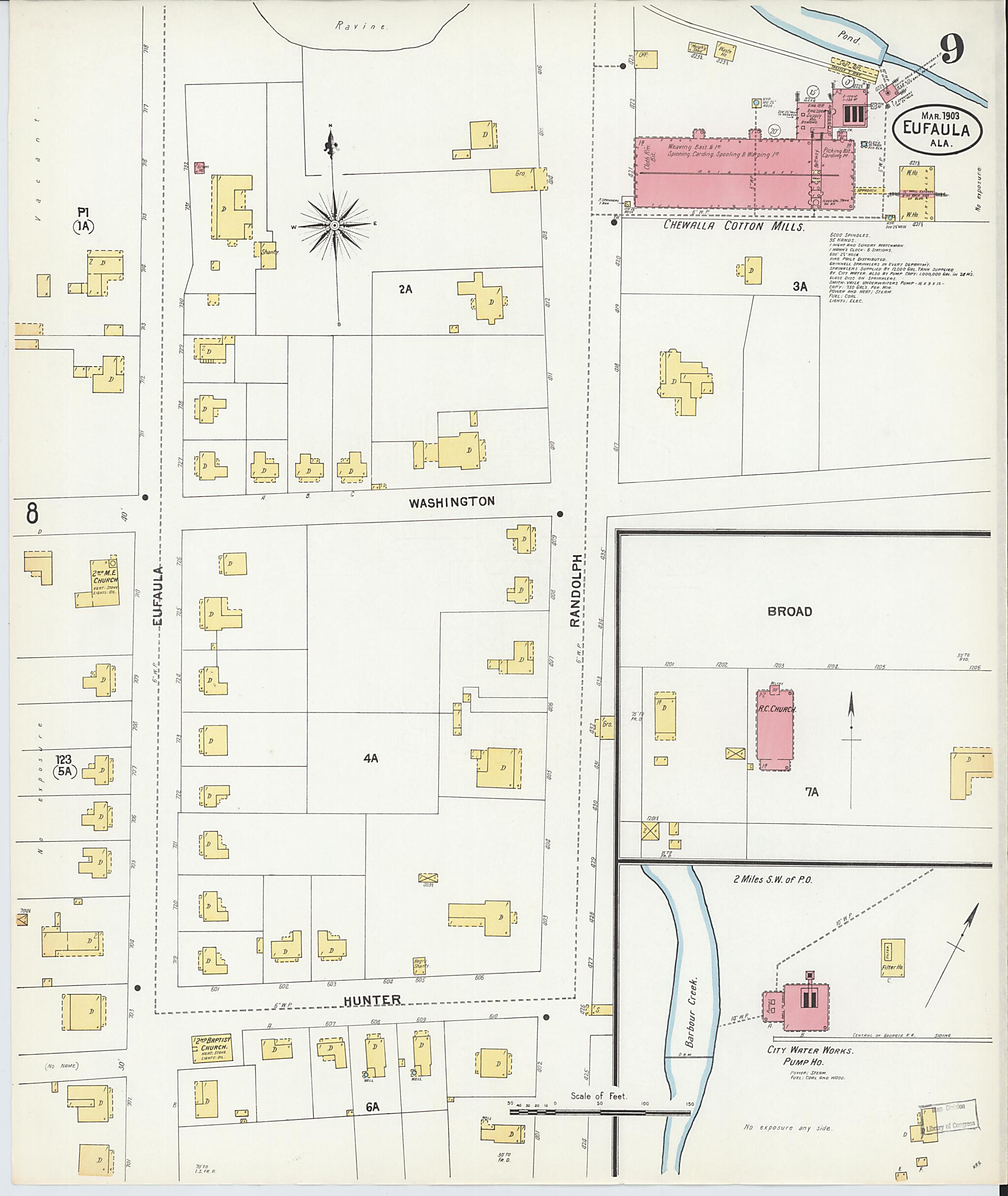 This old map of Eufaula, Barbour County, Alabama was created by Sanborn Map Company in 1903