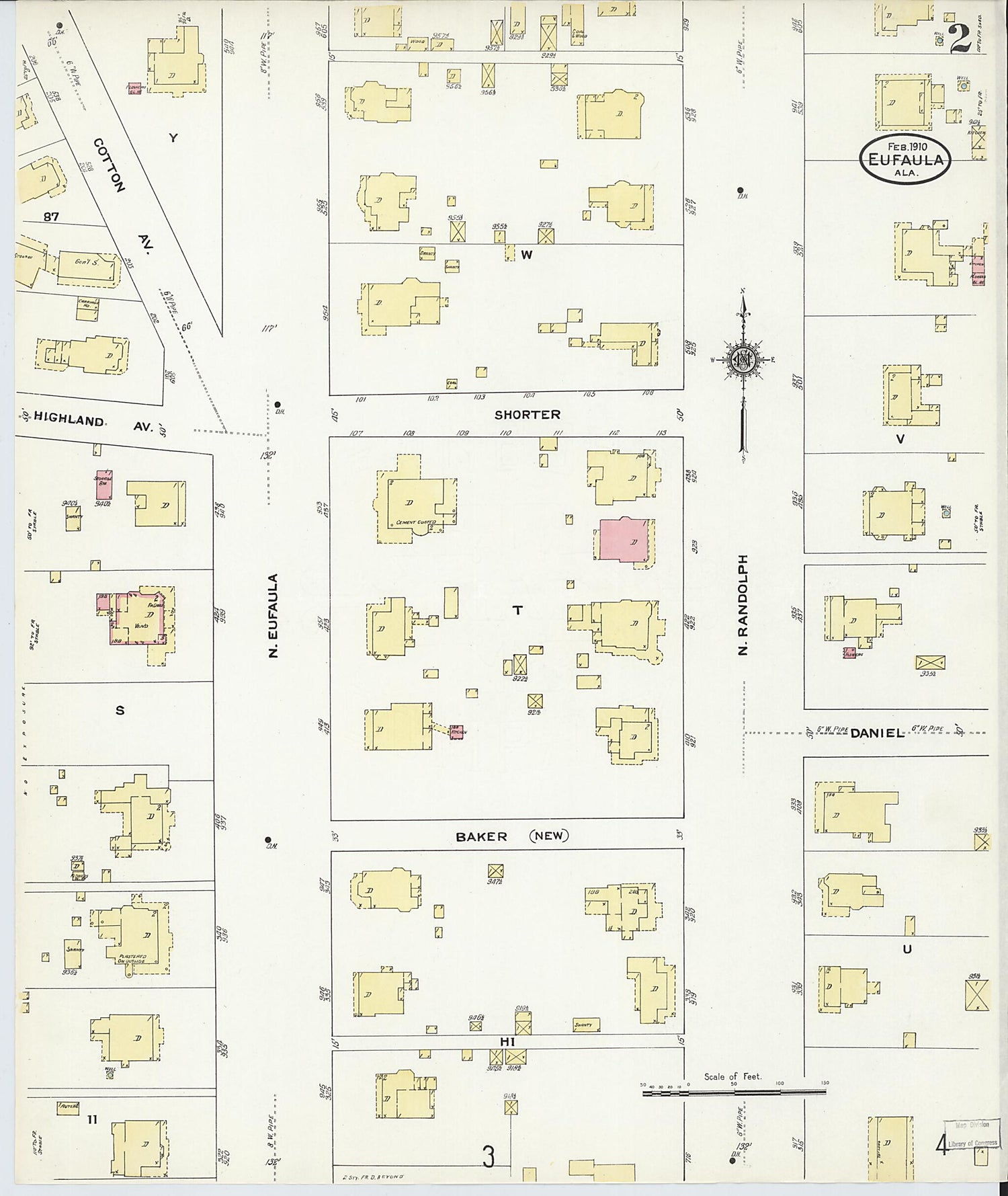 This old map of Eufaula, Barbour County, Alabama was created by Sanborn Map Company in 1910