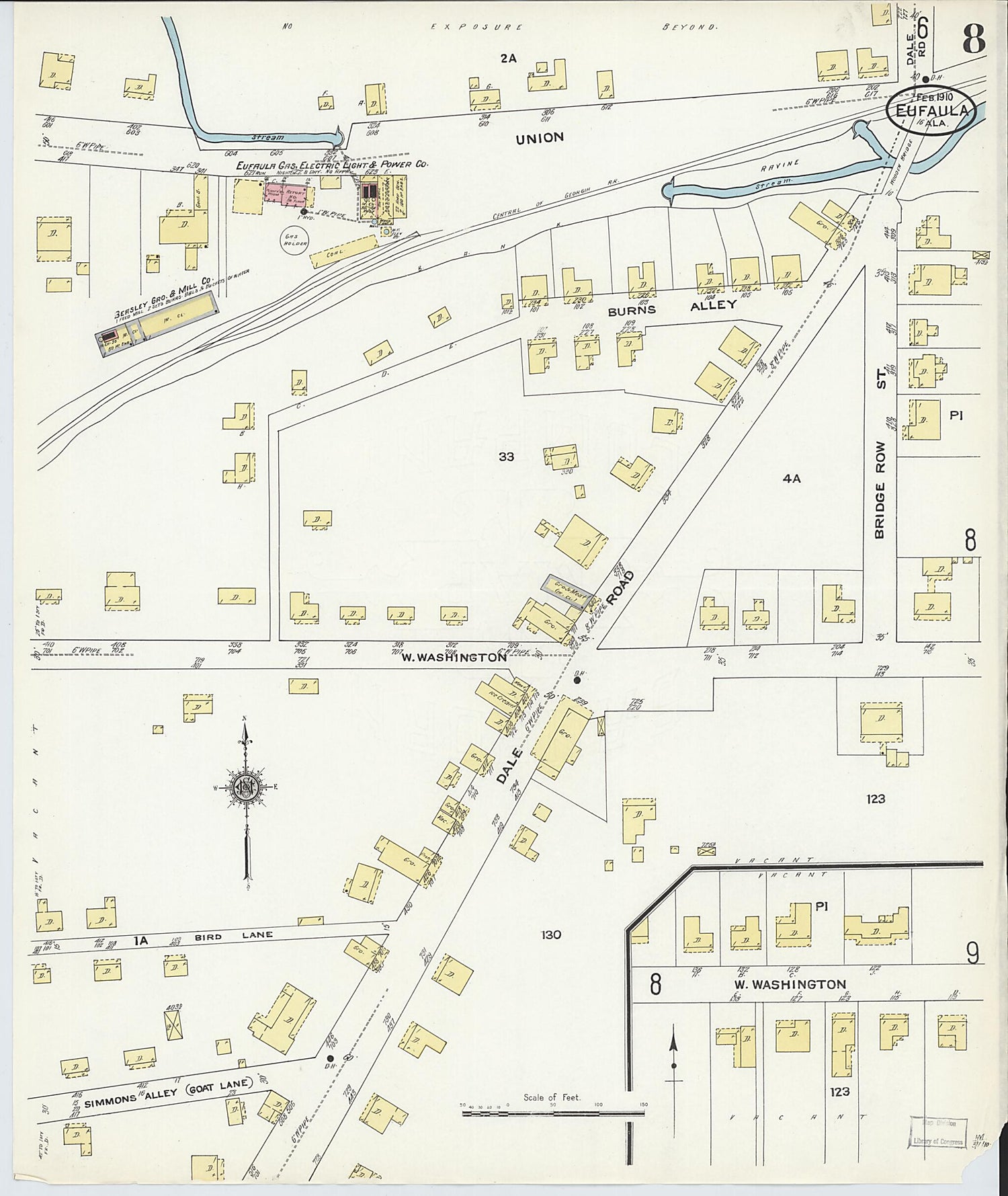 This old map of Eufaula, Barbour County, Alabama was created by Sanborn Map Company in 1910