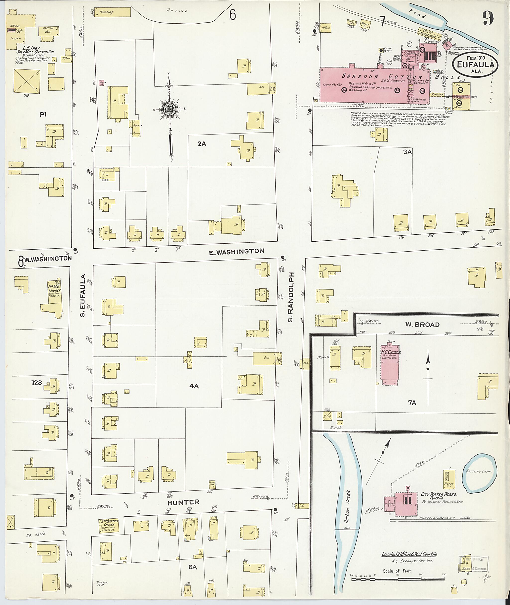 This old map of Eufaula, Barbour County, Alabama was created by Sanborn Map Company in 1910