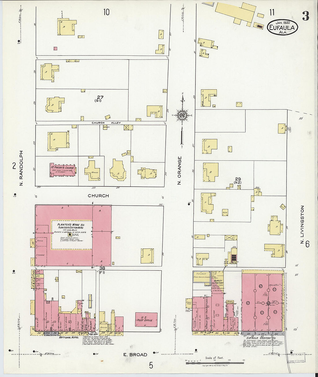 This old map of Eufaula, Barbour County, Alabama was created by Sanborn Map Company in 1920