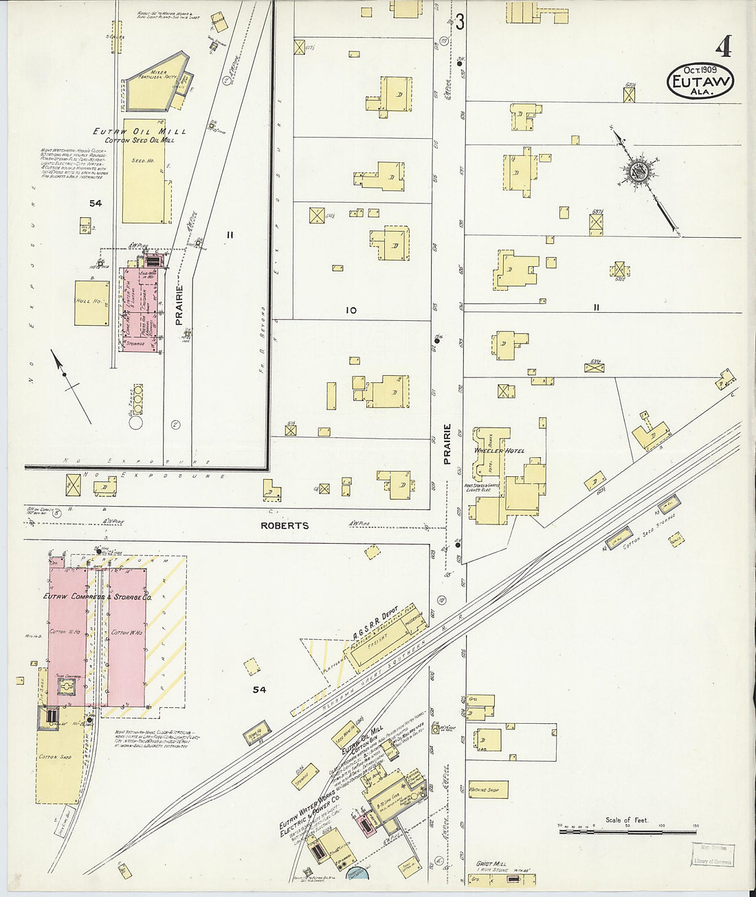 This old map of Eutaw, Greene County, Alabama was created by Sanborn Map Company in 1909