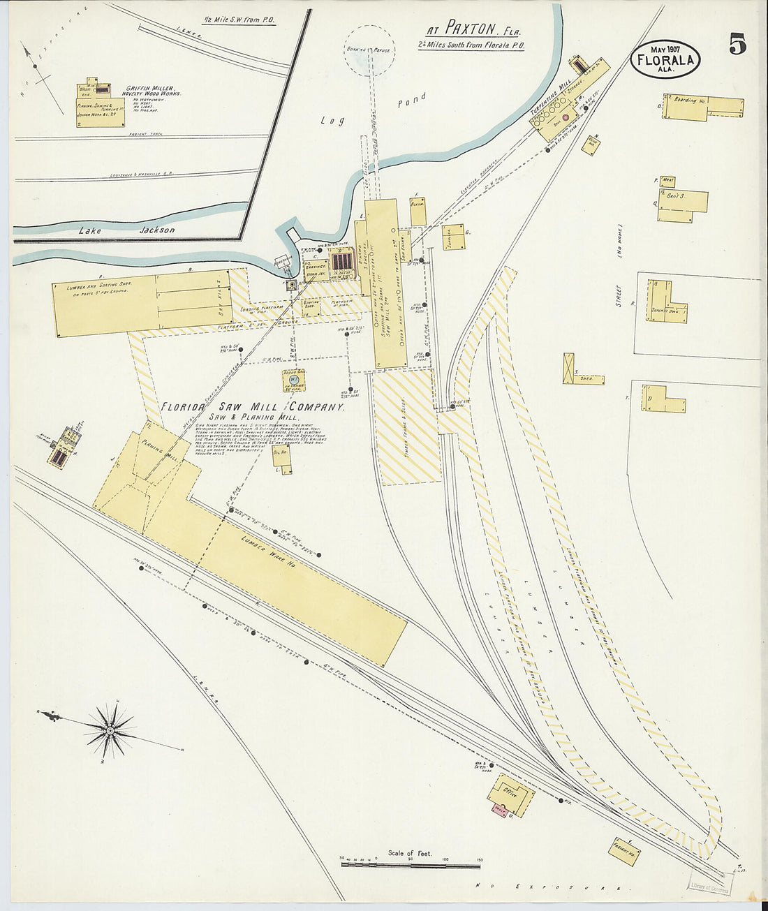 This old map of Lockhart, Covington County, Alabama was created by Sanborn Map Company in 1907