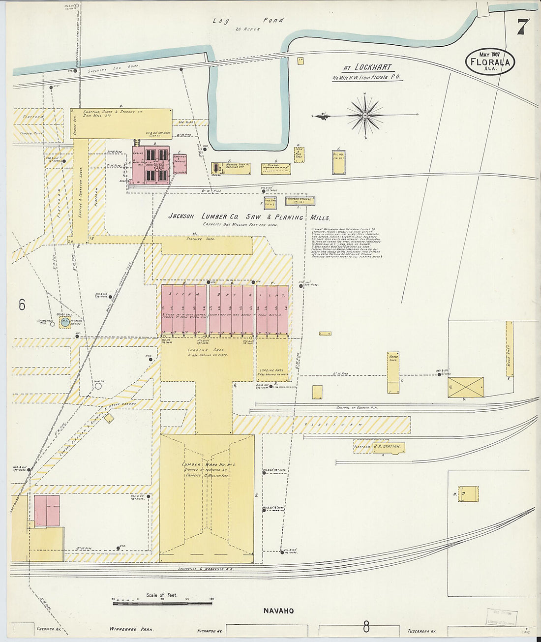 This old map of Lockhart, Covington County, Alabama was created by Sanborn Map Company in 1907