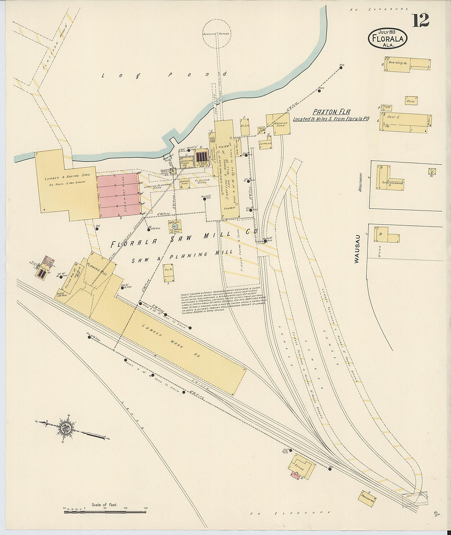 This old map of Lockhart, Covington County, Alabama was created by Sanborn Map Company in 1913