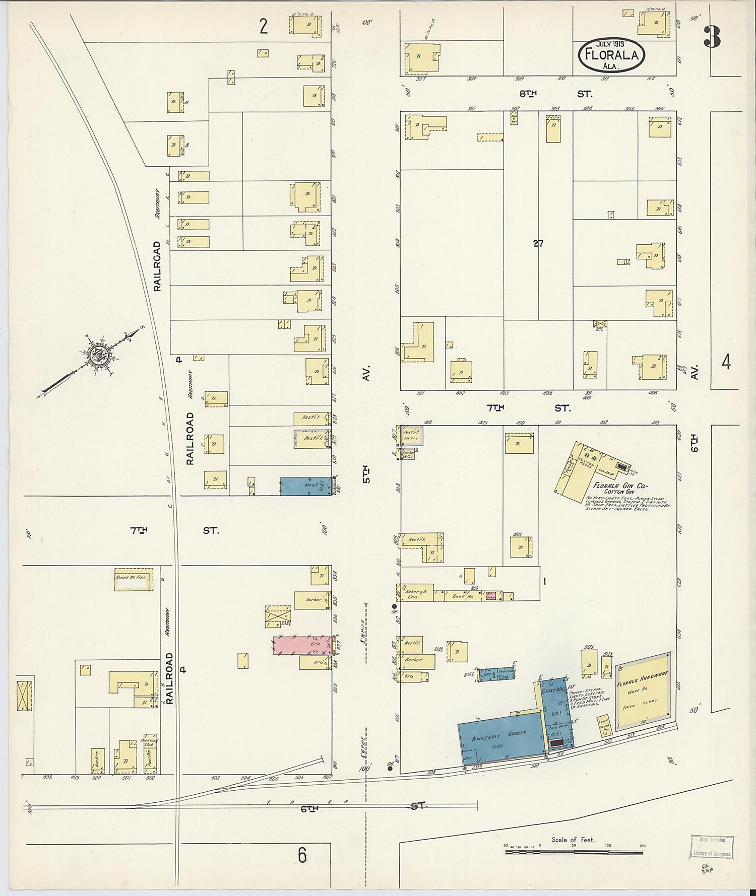 This old map of Lockhart, Covington County, Alabama was created by Sanborn Map Company in 1913