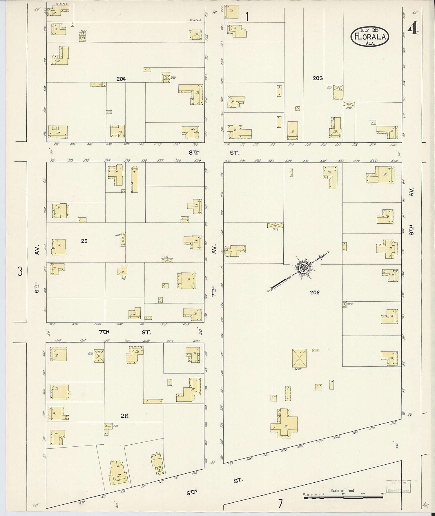 This old map of Lockhart, Covington County, Alabama was created by Sanborn Map Company in 1913