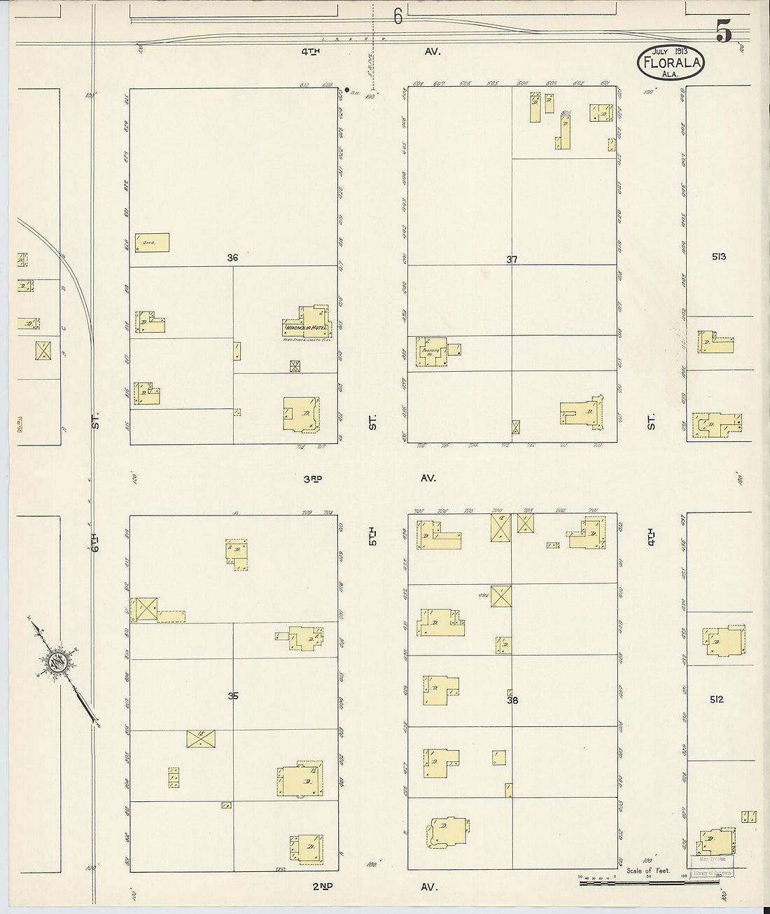 This old map of Lockhart, Covington County, Alabama was created by Sanborn Map Company in 1913