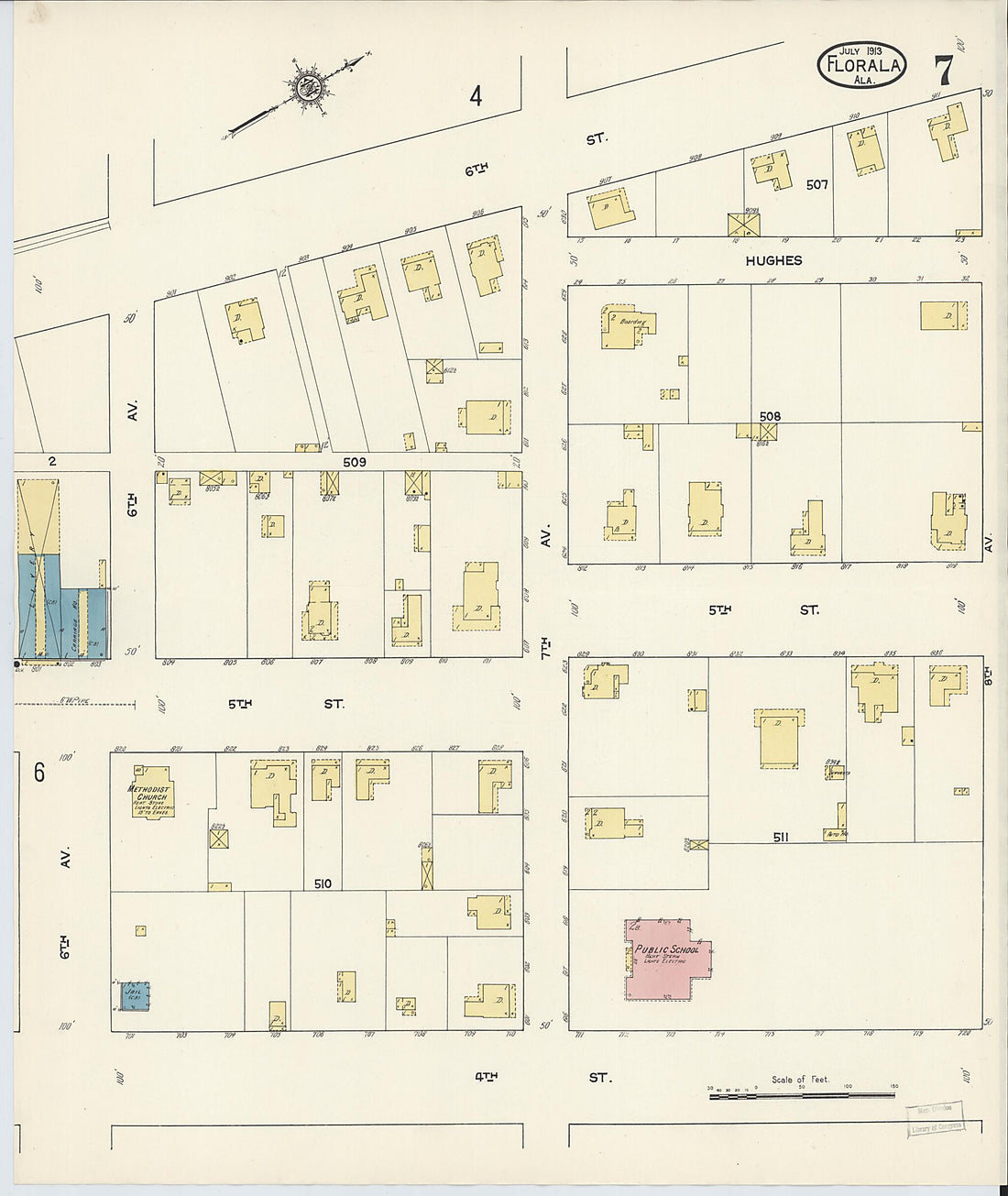 This old map of Lockhart, Covington County, Alabama was created by Sanborn Map Company in 1913