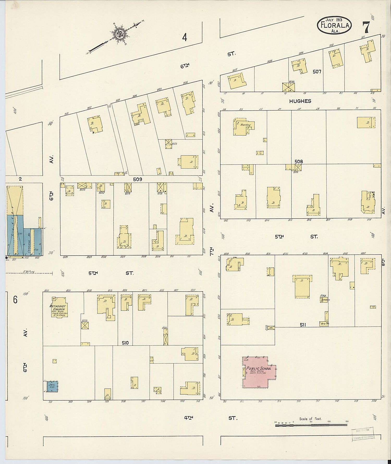 This old map of Lockhart, Covington County, Alabama was created by Sanborn Map Company in 1913