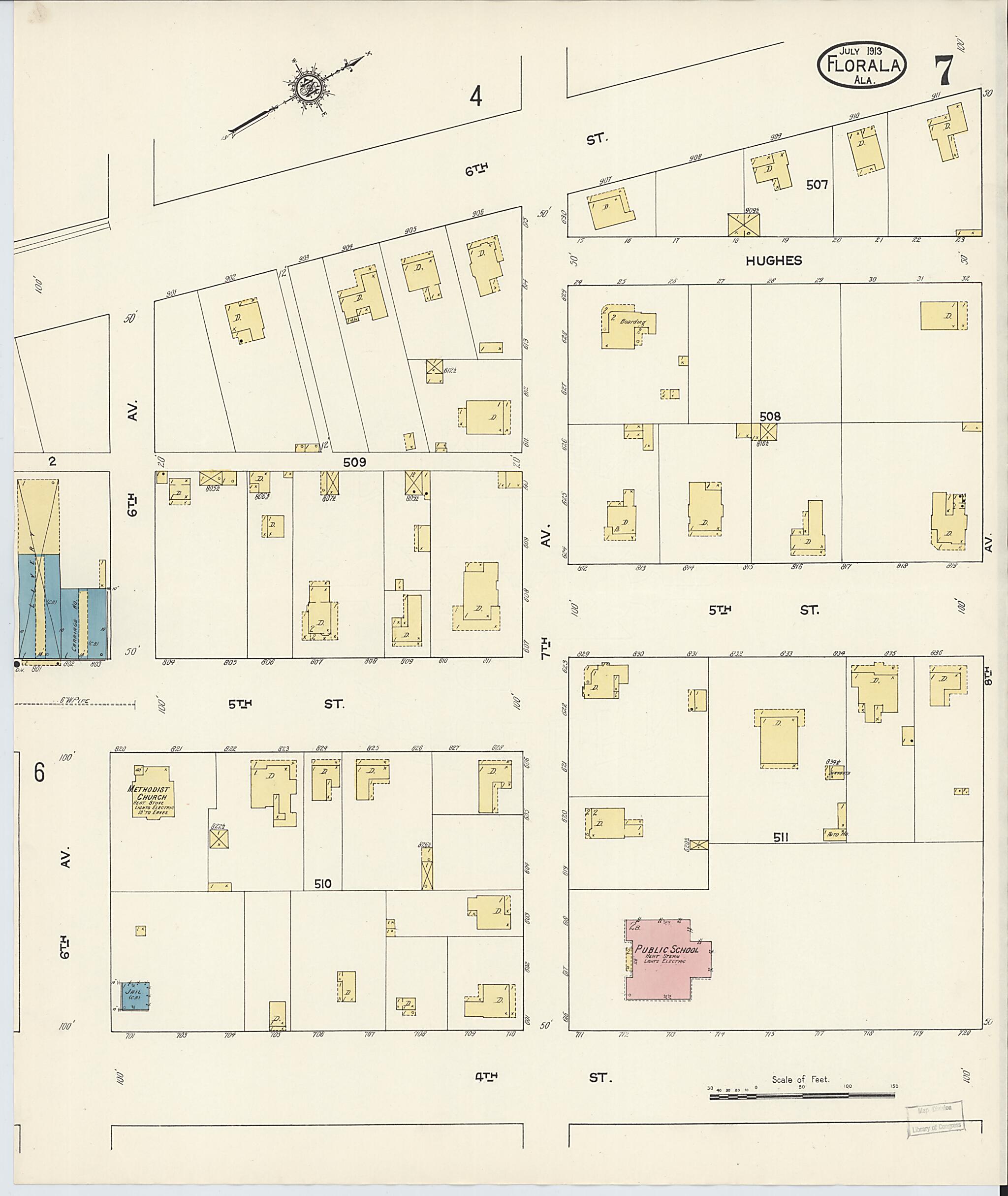 This old map of Lockhart, Covington County, Alabama was created by Sanborn Map Company in 1913