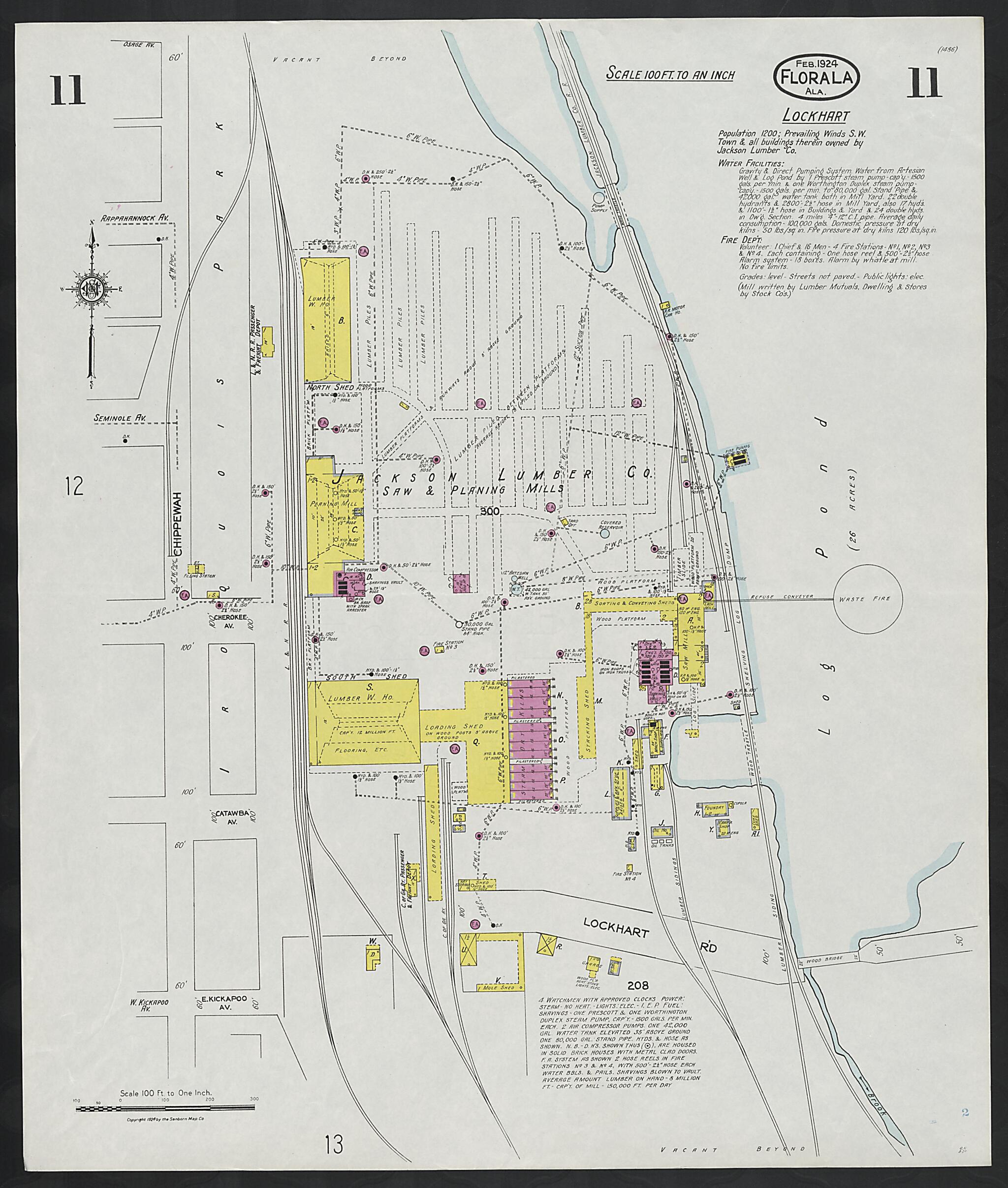 This old map of Paxton, Covington County, Florida was created by Sanborn Map Company in 1924