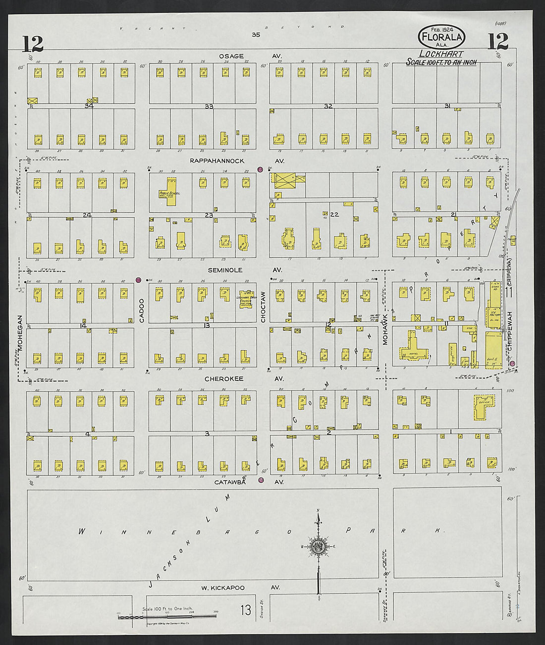 This old map of Paxton, Covington County, Florida was created by Sanborn Map Company in 1924