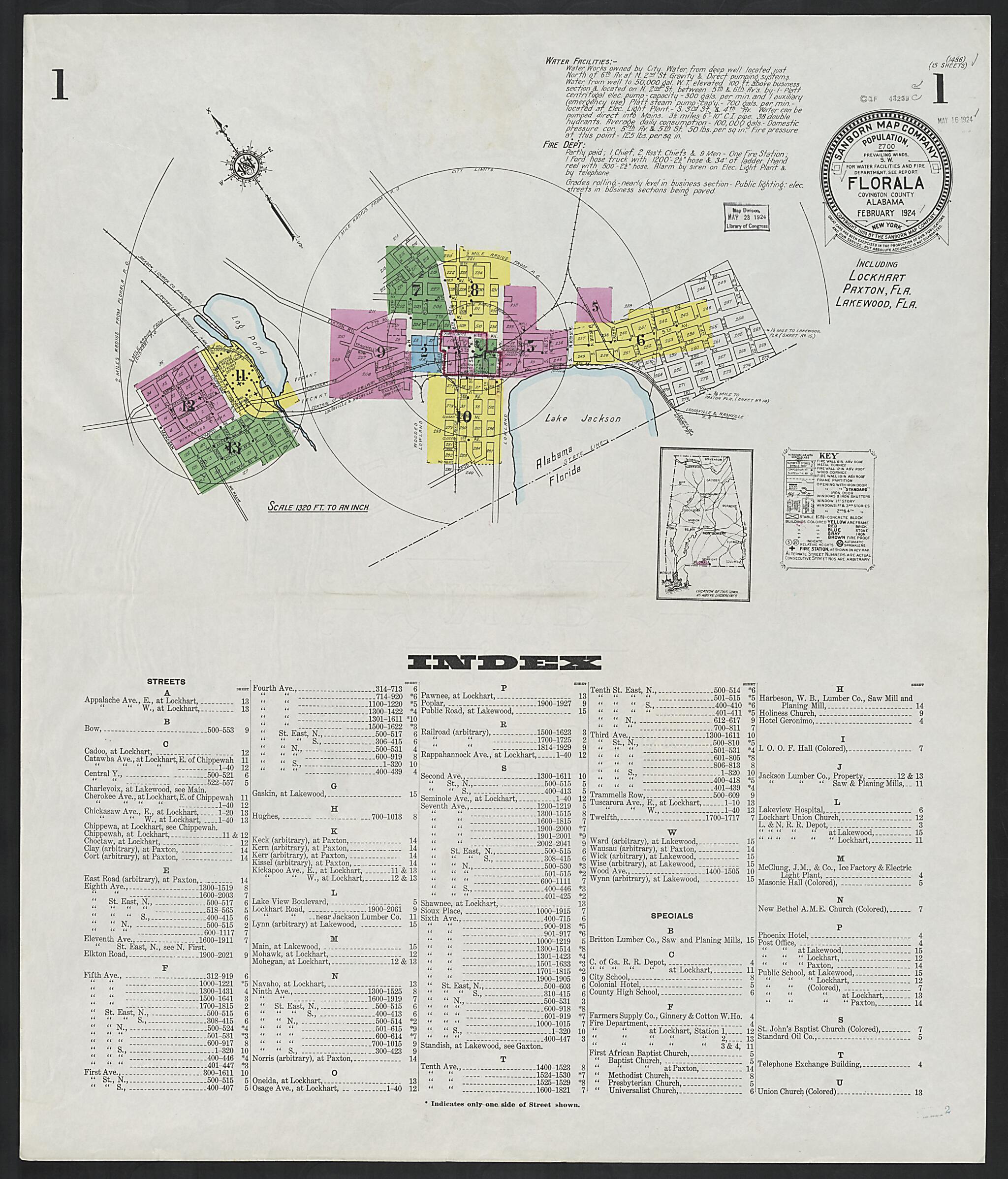 This old map of Paxton, Covington County, Florida was created by Sanborn Map Company in 1924