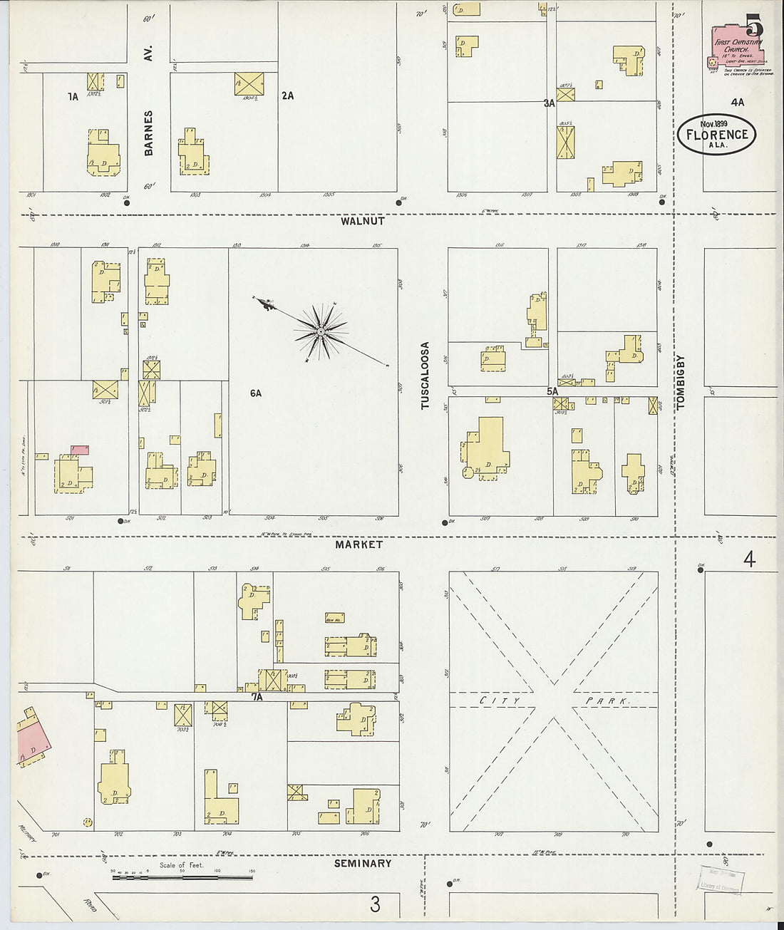 This old map of Florence, Lauderdale County, Alabama was created by Sanborn Map Company in 1899