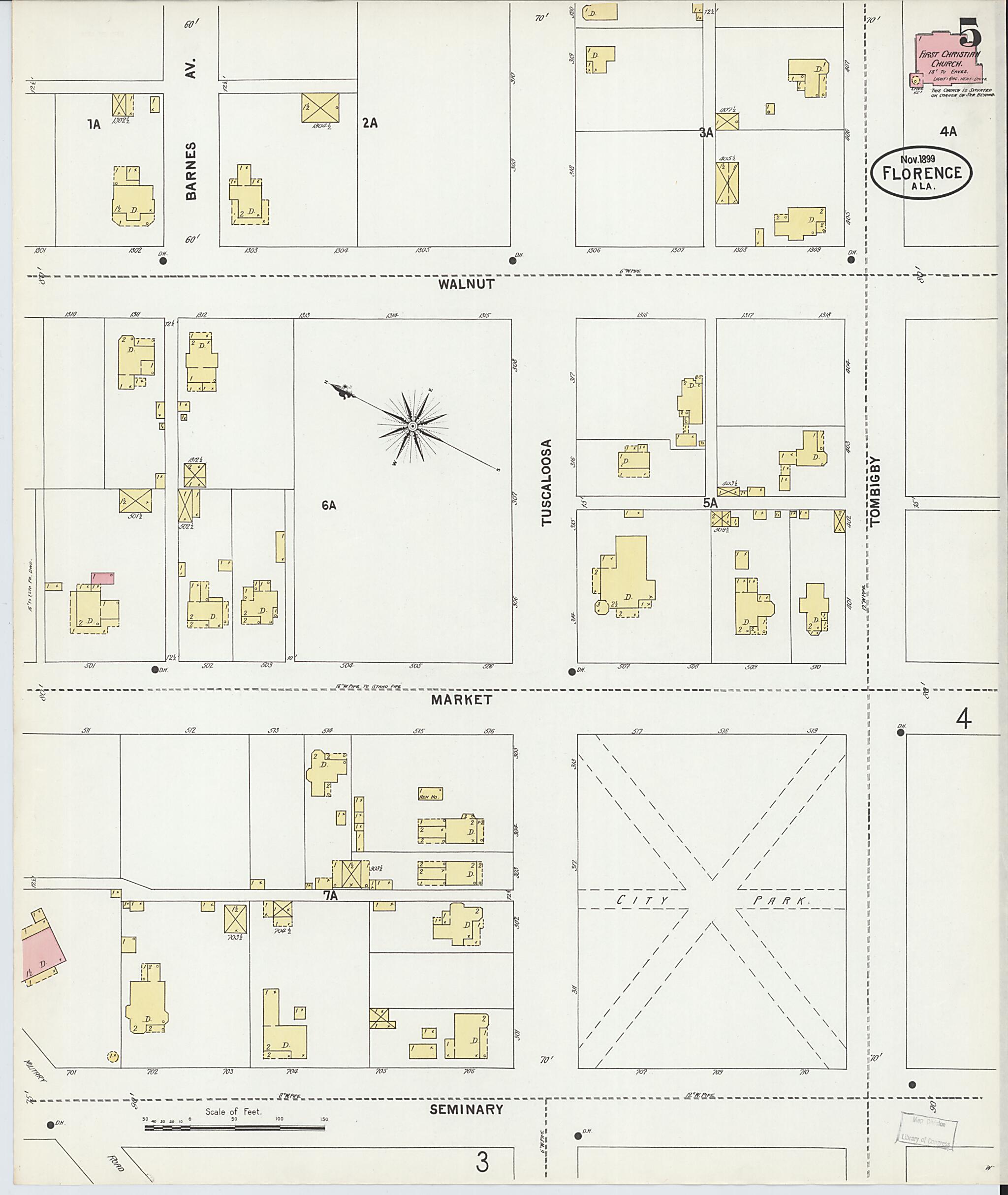 This old map of Florence, Lauderdale County, Alabama was created by Sanborn Map Company in 1899