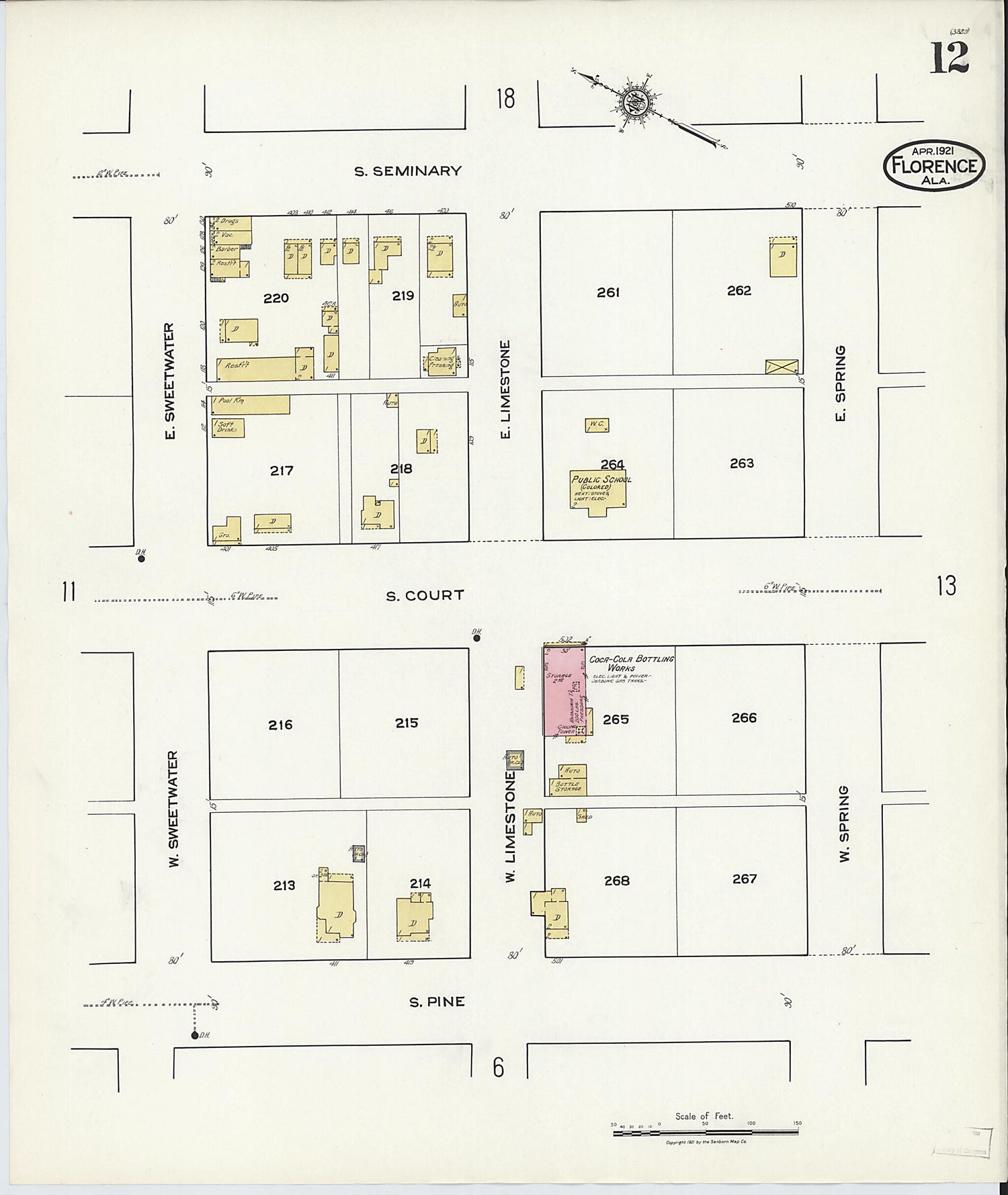 This old map of Waterloo, Lauderdale County, Alabama was created by Sanborn Map Company in 1921