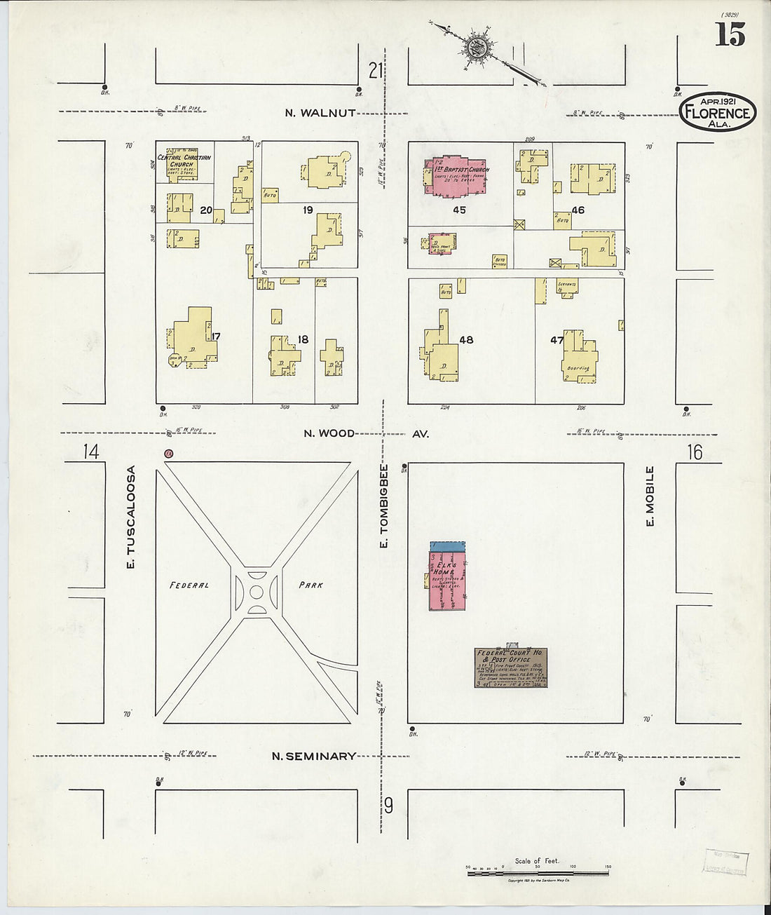 This old map of Waterloo, Lauderdale County, Alabama was created by Sanborn Map Company in 1921