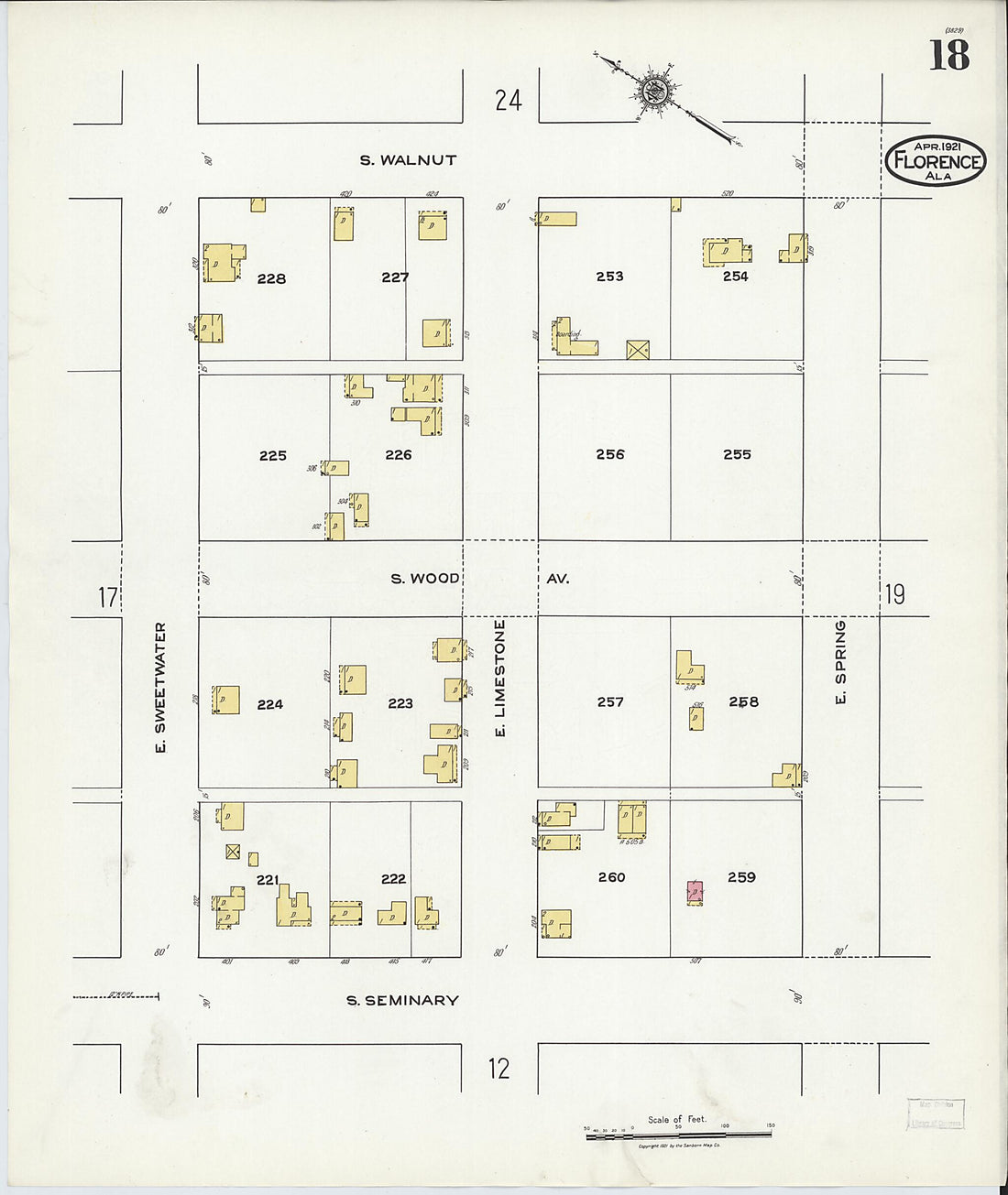 This old map of Waterloo, Lauderdale County, Alabama was created by Sanborn Map Company in 1921