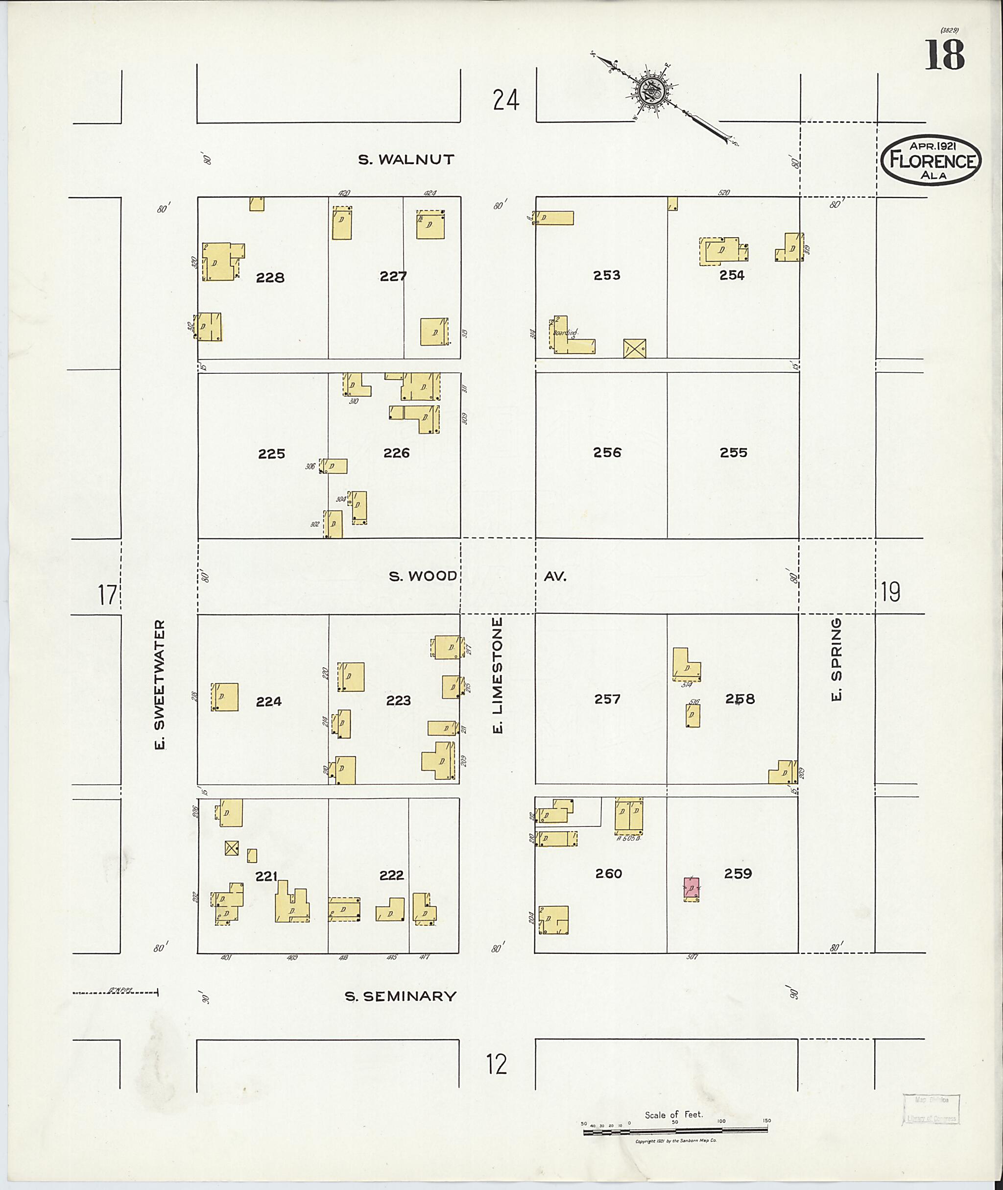 This old map of Waterloo, Lauderdale County, Alabama was created by Sanborn Map Company in 1921