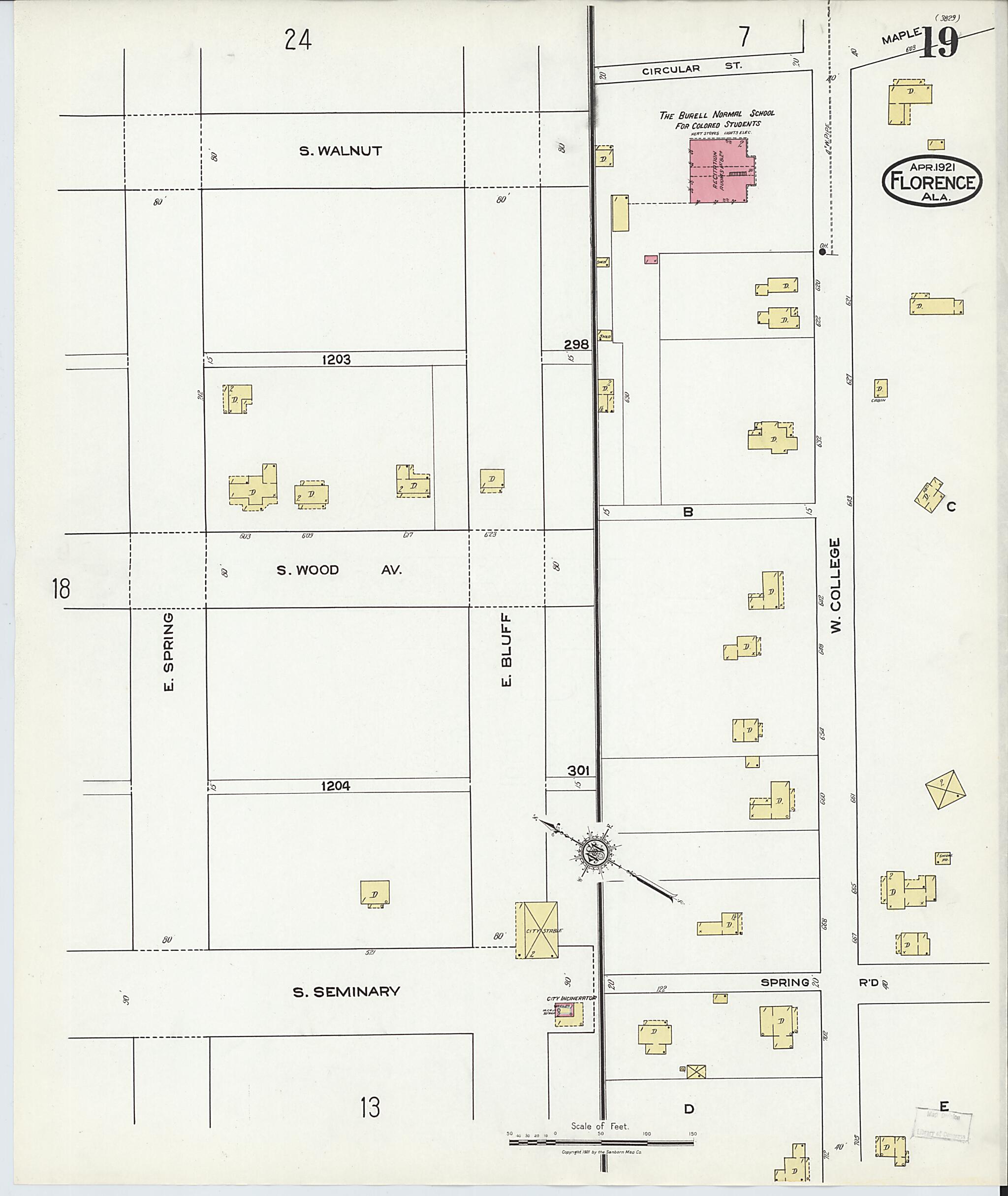 This old map of Waterloo, Lauderdale County, Alabama was created by Sanborn Map Company in 1921