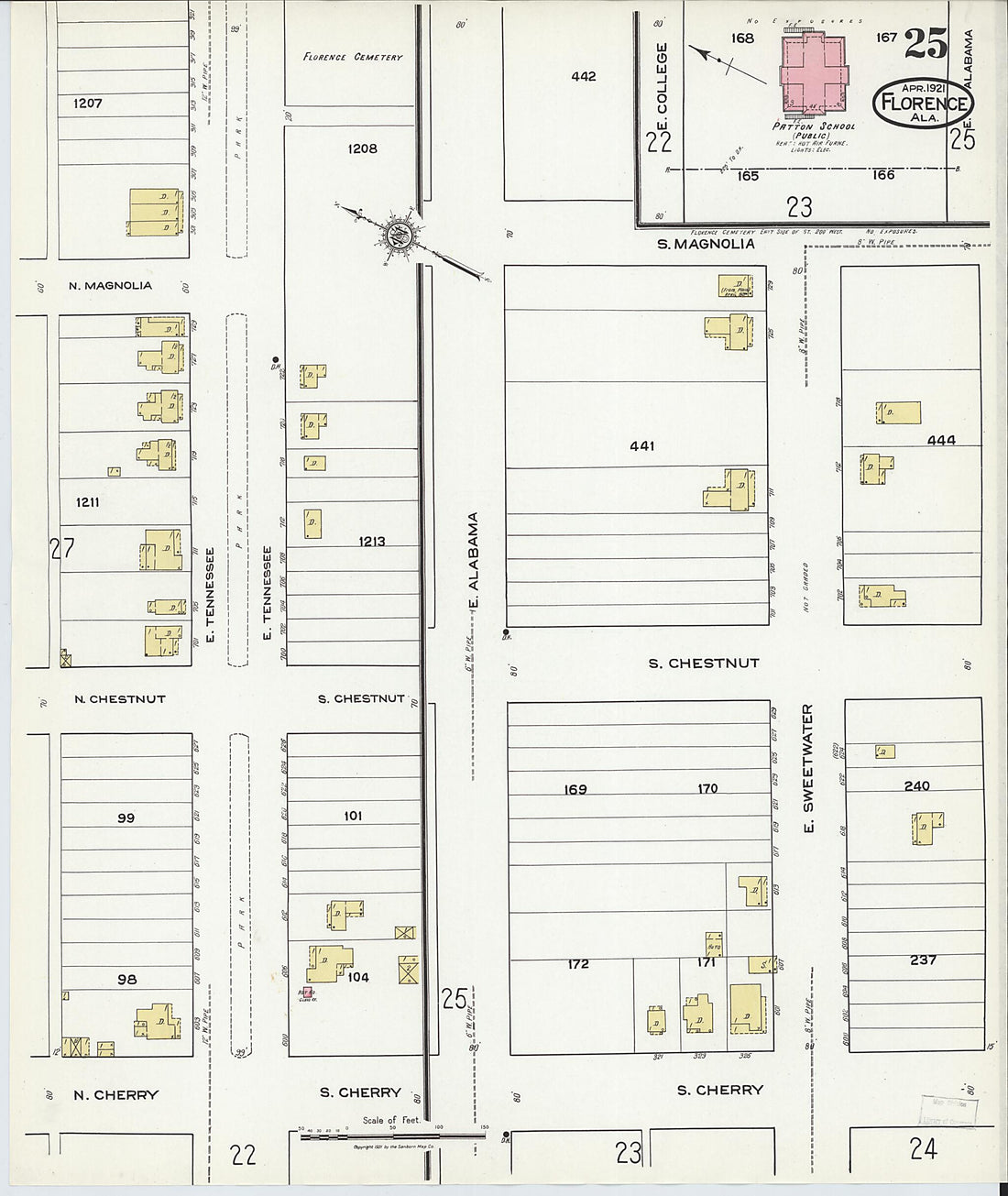 This old map of Waterloo, Lauderdale County, Alabama was created by Sanborn Map Company in 1921