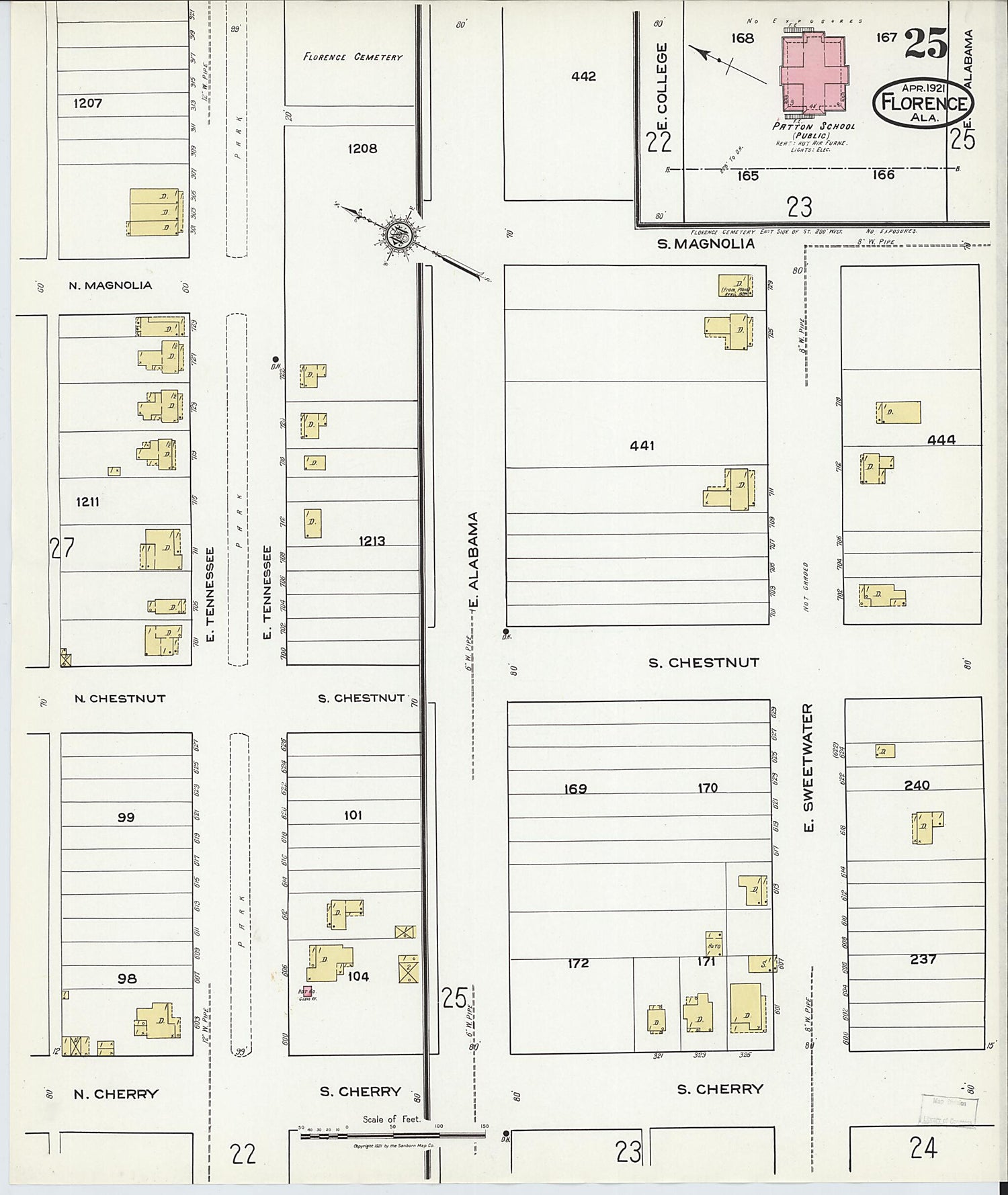 This old map of Waterloo, Lauderdale County, Alabama was created by Sanborn Map Company in 1921