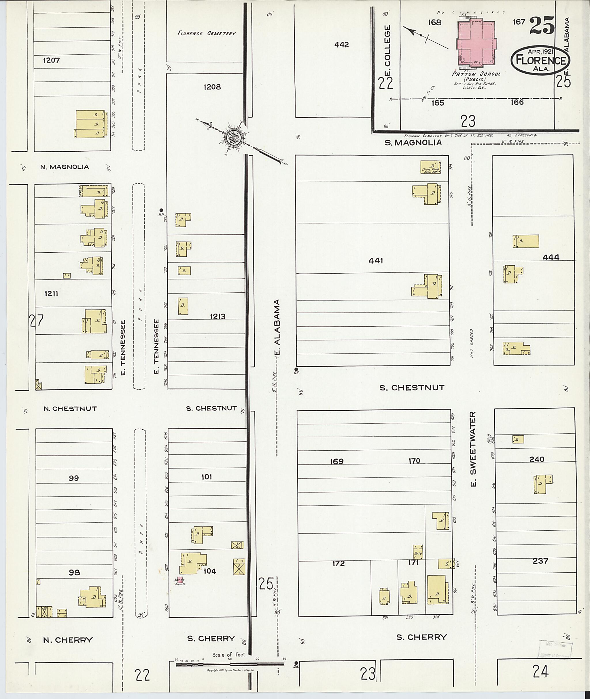 This old map of Waterloo, Lauderdale County, Alabama was created by Sanborn Map Company in 1921