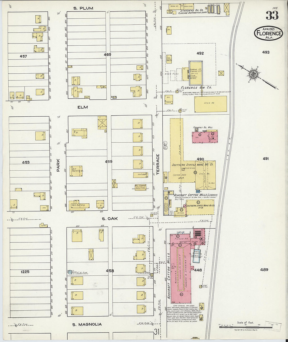 This old map of Waterloo, Lauderdale County, Alabama was created by Sanborn Map Company in 1921