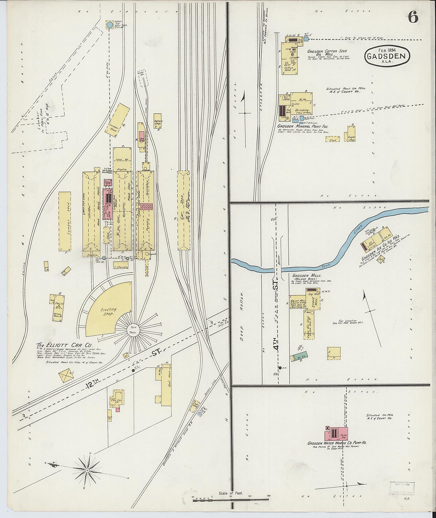 This old map of Gadsden, Etowah County, Alabama was created by Sanborn Map Company in 1894