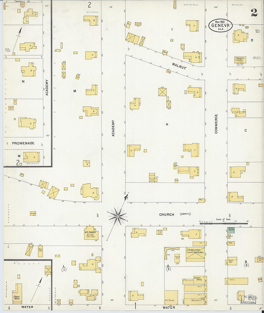 This old map of Geneva, Geneva County, Alabama was created by Sanborn Map Company in 1903