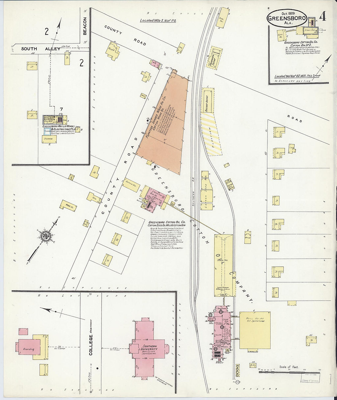 This old map of Greensboro, Hale County, Alabama was created by Sanborn Map Company in 1909