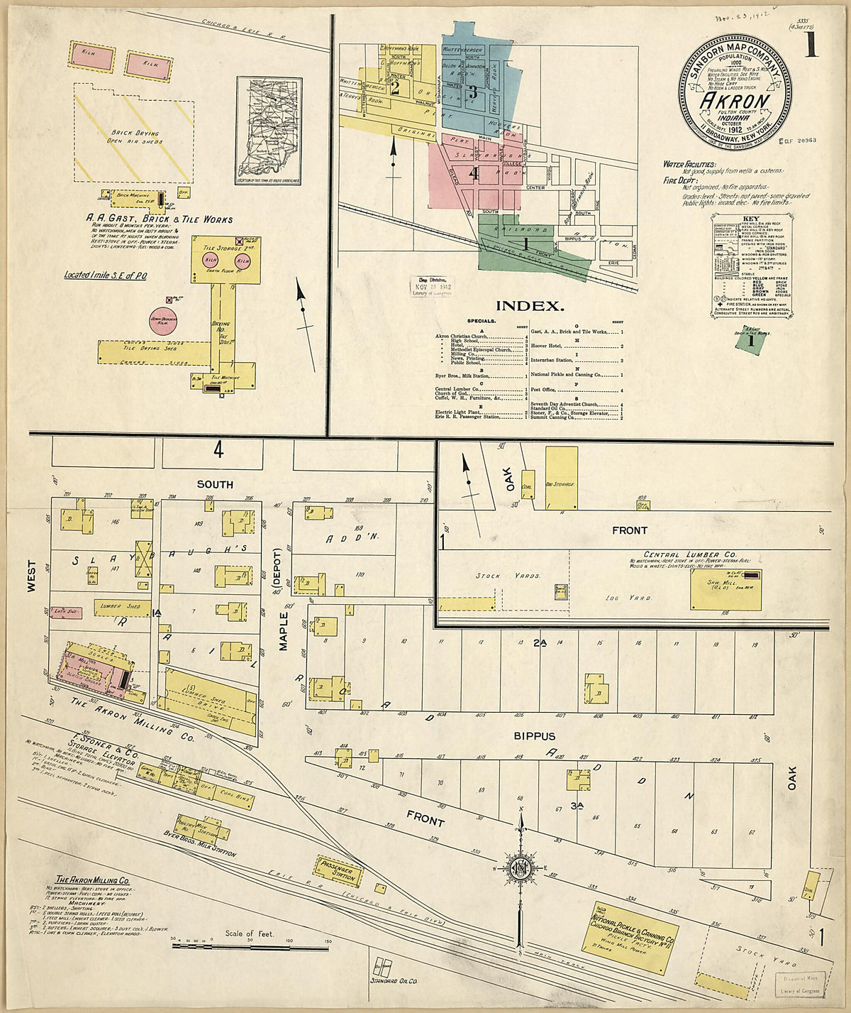 Akron, Fulton County, Indiana 1912 (Sheet 1 of 4) by Relic Map Company