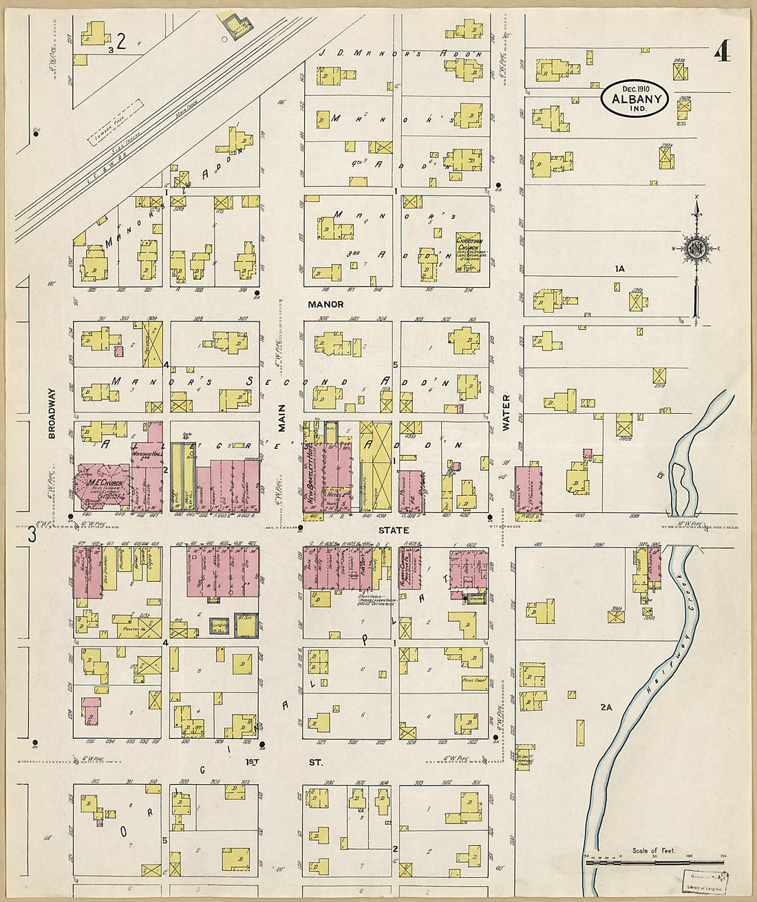 This old map of Albany, Delaware County, Indiana was created by Sanborn Map Company in 1910