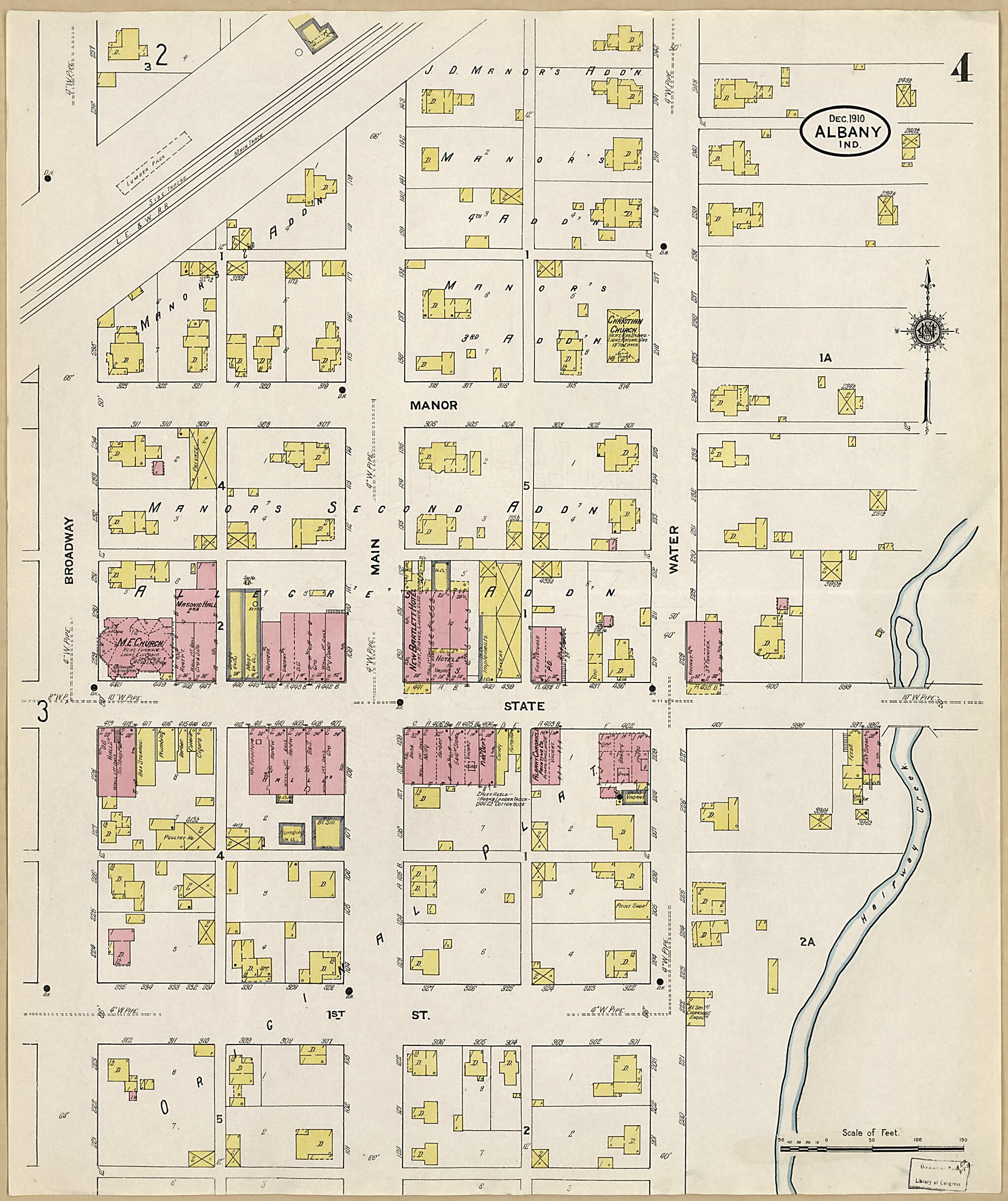 This old map of Albany, Delaware County, Indiana was created by Sanborn Map Company in 1910