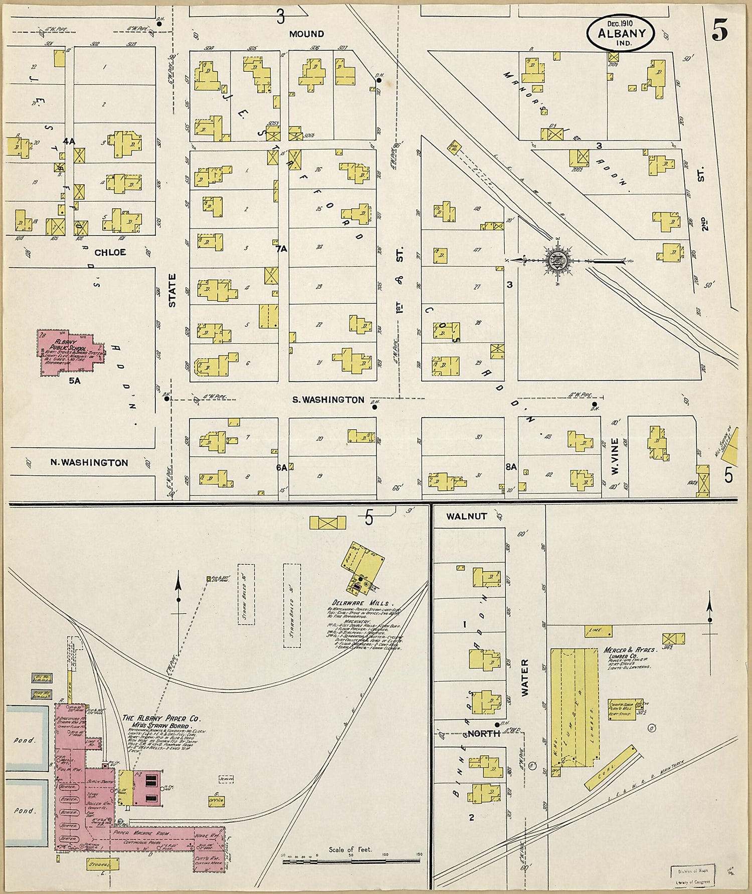 This old map of Albany, Delaware County, Indiana was created by Sanborn Map Company in 1910