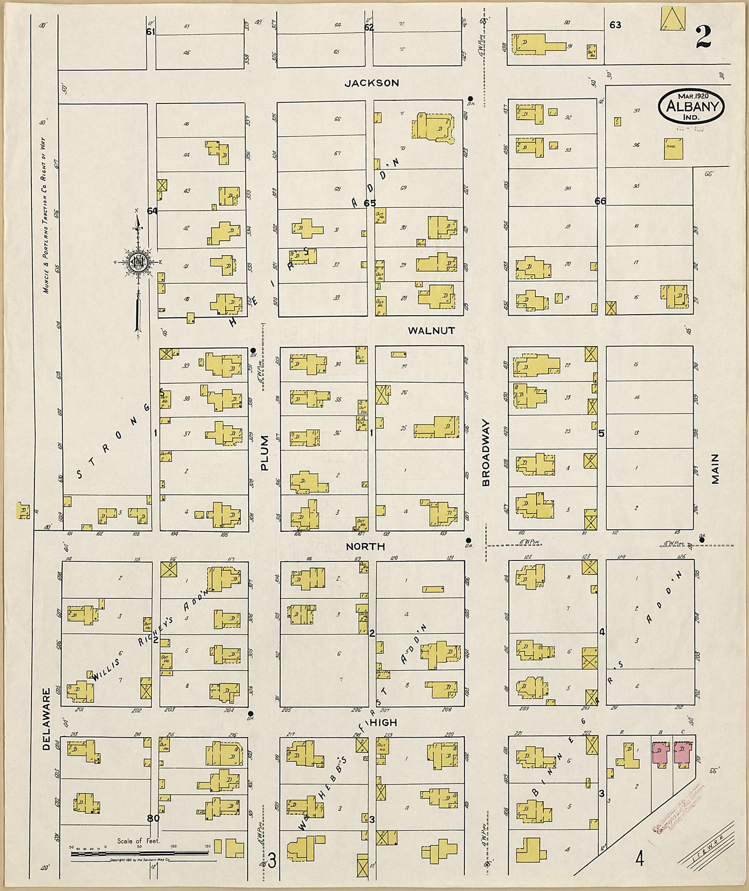 This old map of Albany, Delaware County, Indiana was created by Sanborn Map Company in 1920