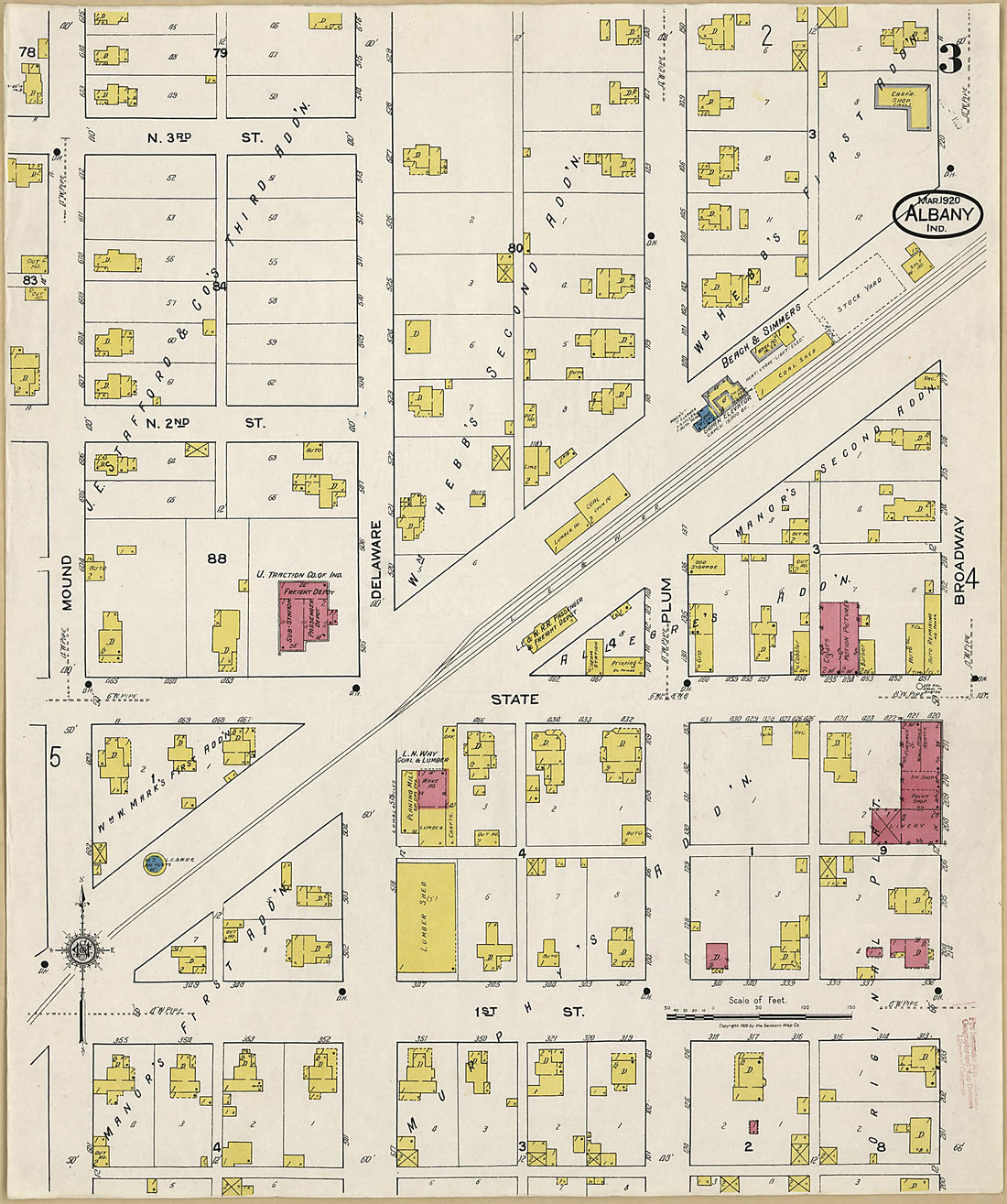 This old map of Albany, Delaware County, Indiana was created by Sanborn Map Company in 1920