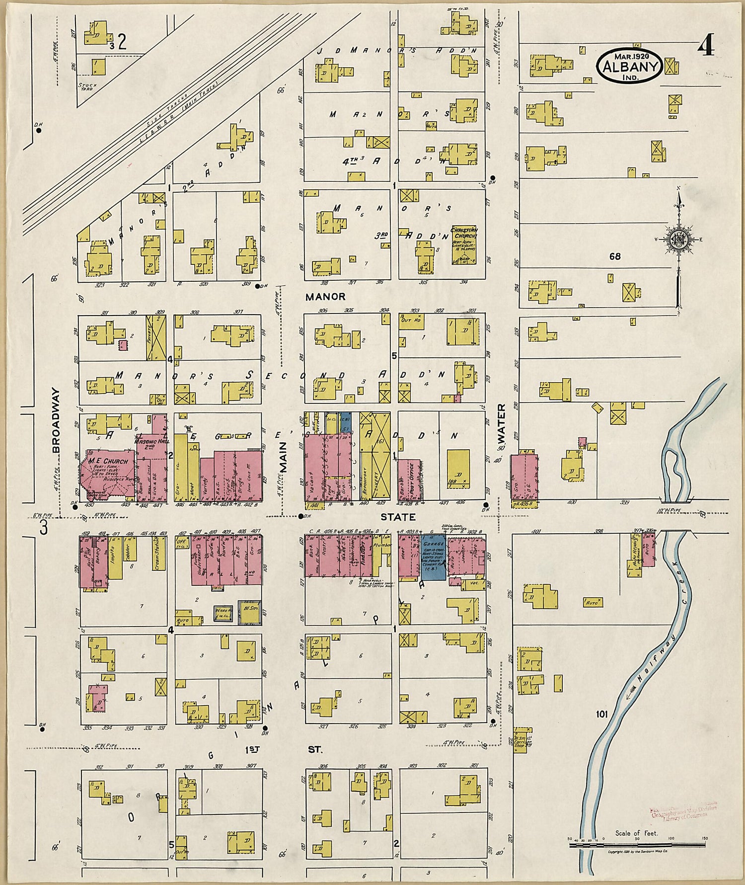 This old map of Albany, Delaware County, Indiana was created by Sanborn Map Company in 1920