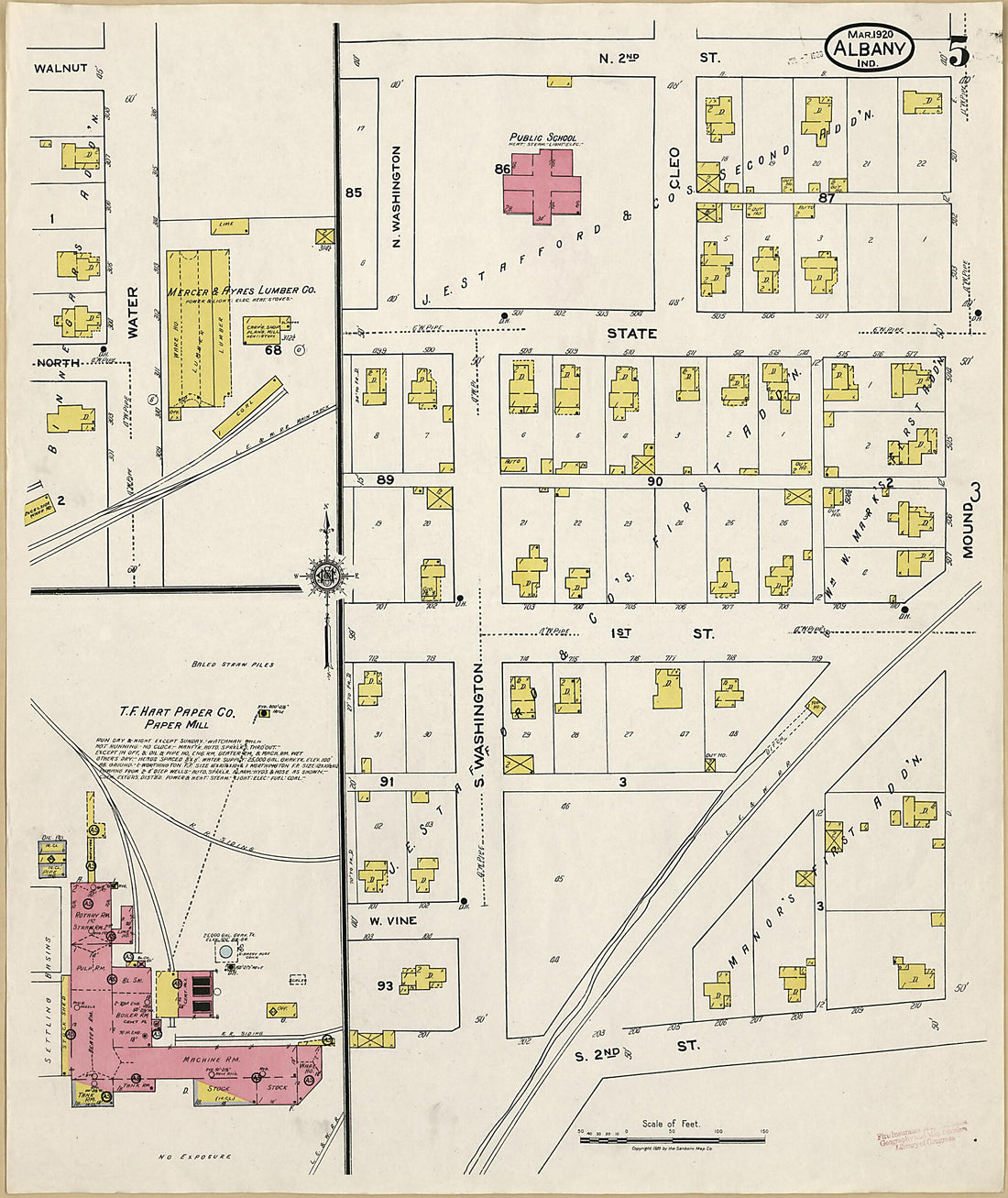 This old map of Albany, Delaware County, Indiana was created by Sanborn Map Company in 1920
