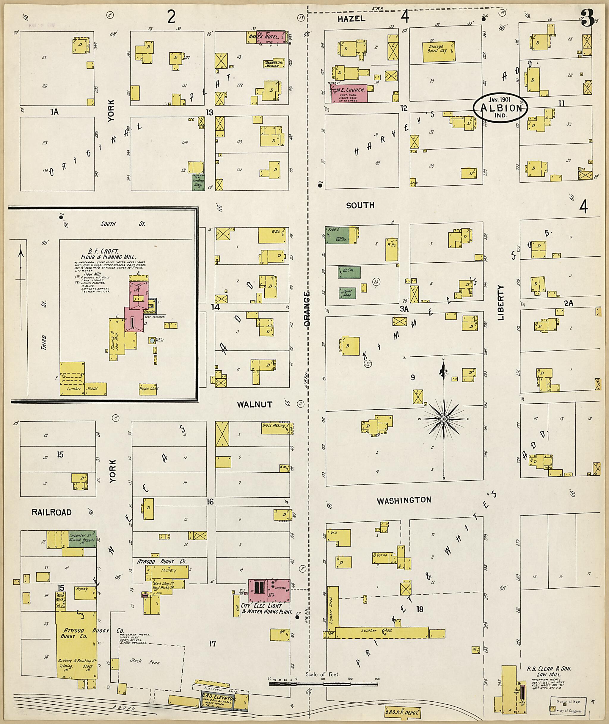 This old map of Albion, Noble County, Indiana was created by Sanborn Map Company in 1901