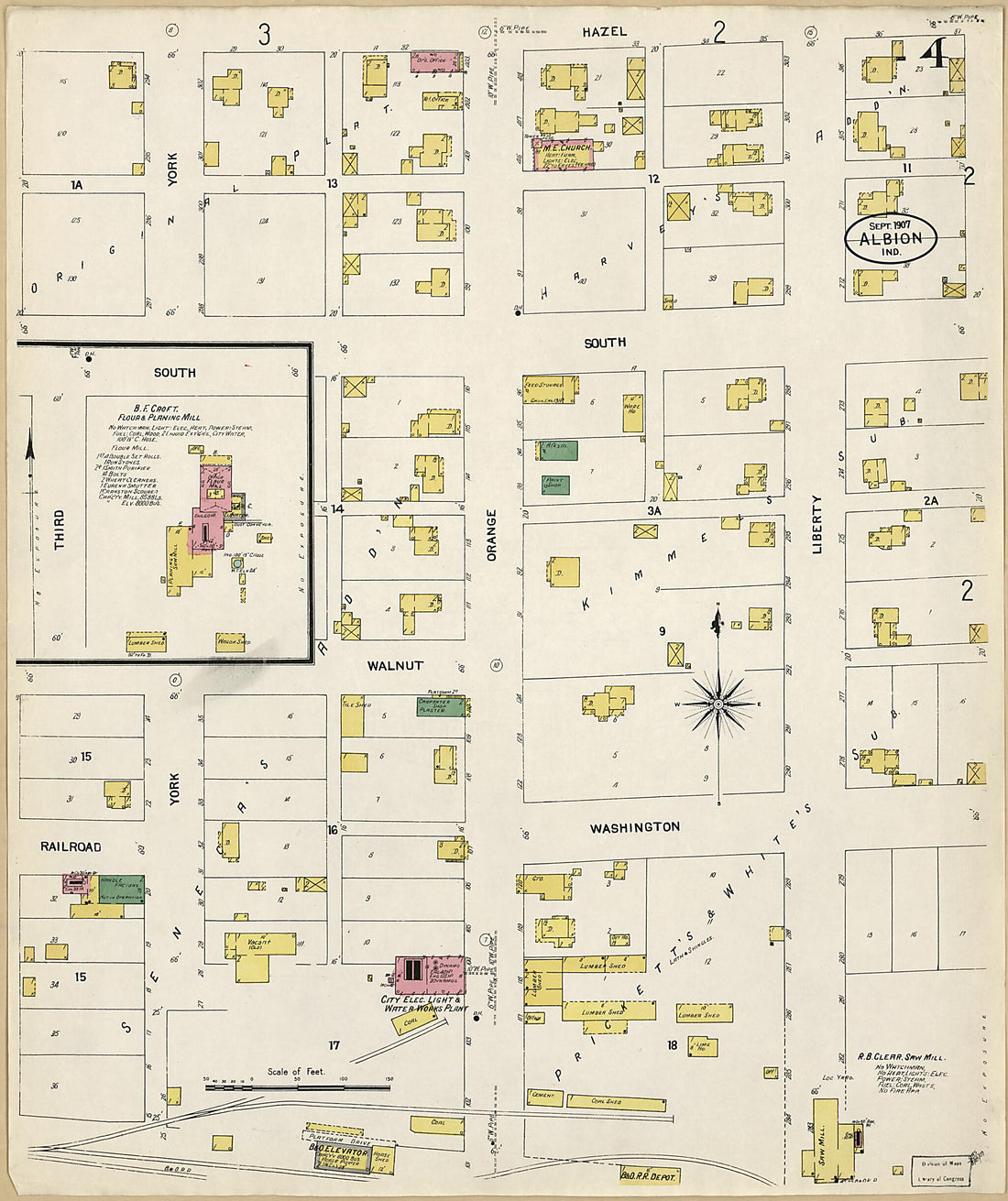 This old map of Albion, Noble County, Indiana was created by Sanborn Map Company in 1907