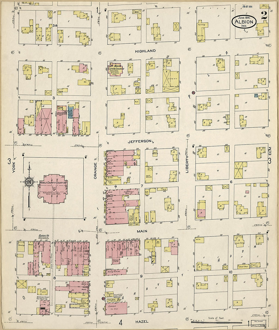 This old map of Albion, Noble County, Indiana was created by Sanborn Map Company in 1914