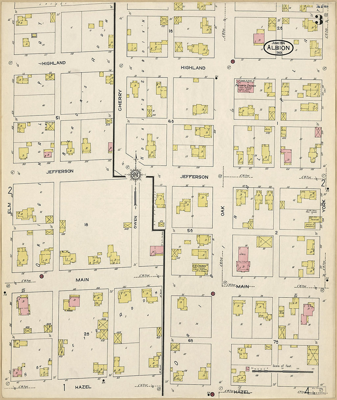 This old map of Albion, Noble County, Indiana was created by Sanborn Map Company in 1914