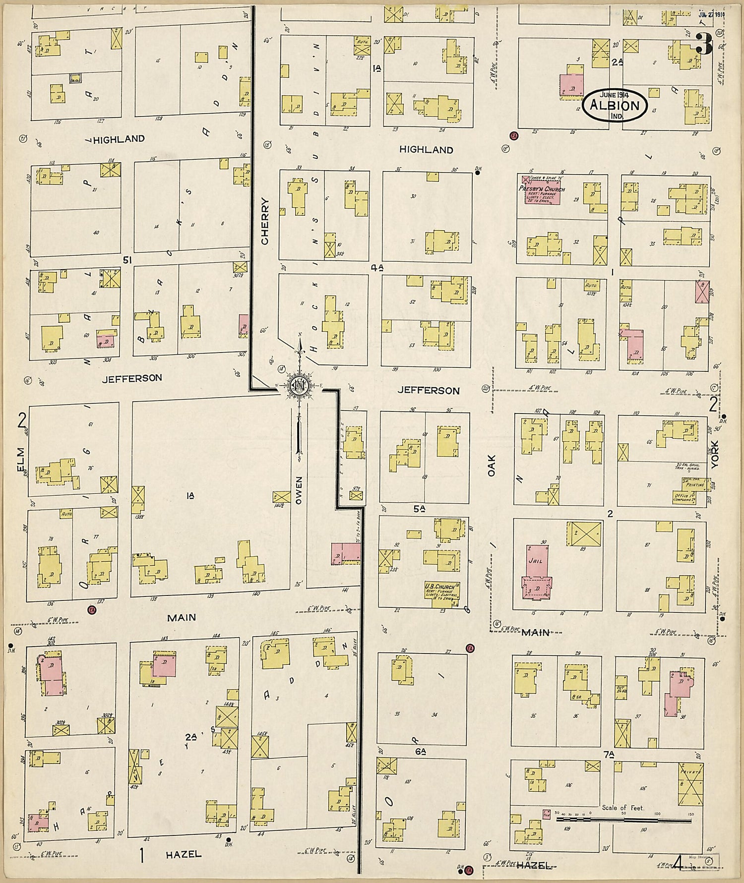 This old map of Albion, Noble County, Indiana was created by Sanborn Map Company in 1914