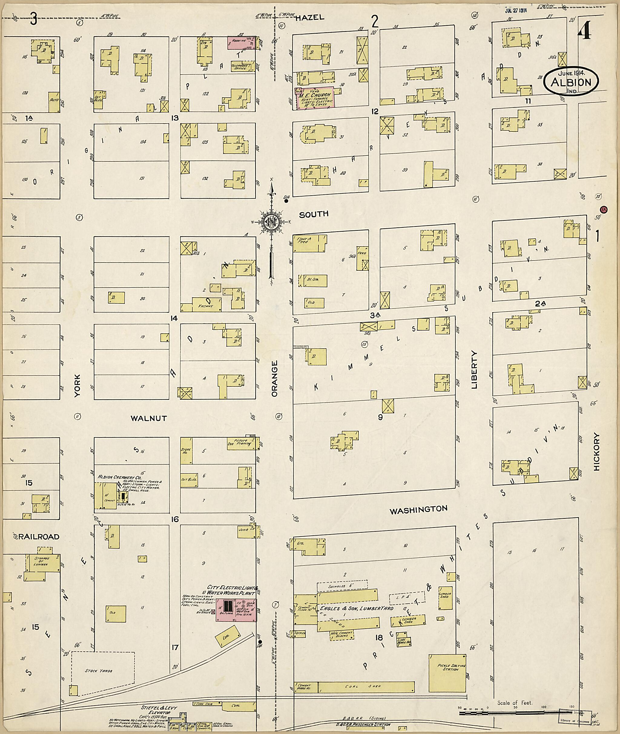 This old map of Albion, Noble County, Indiana was created by Sanborn Map Company in 1914